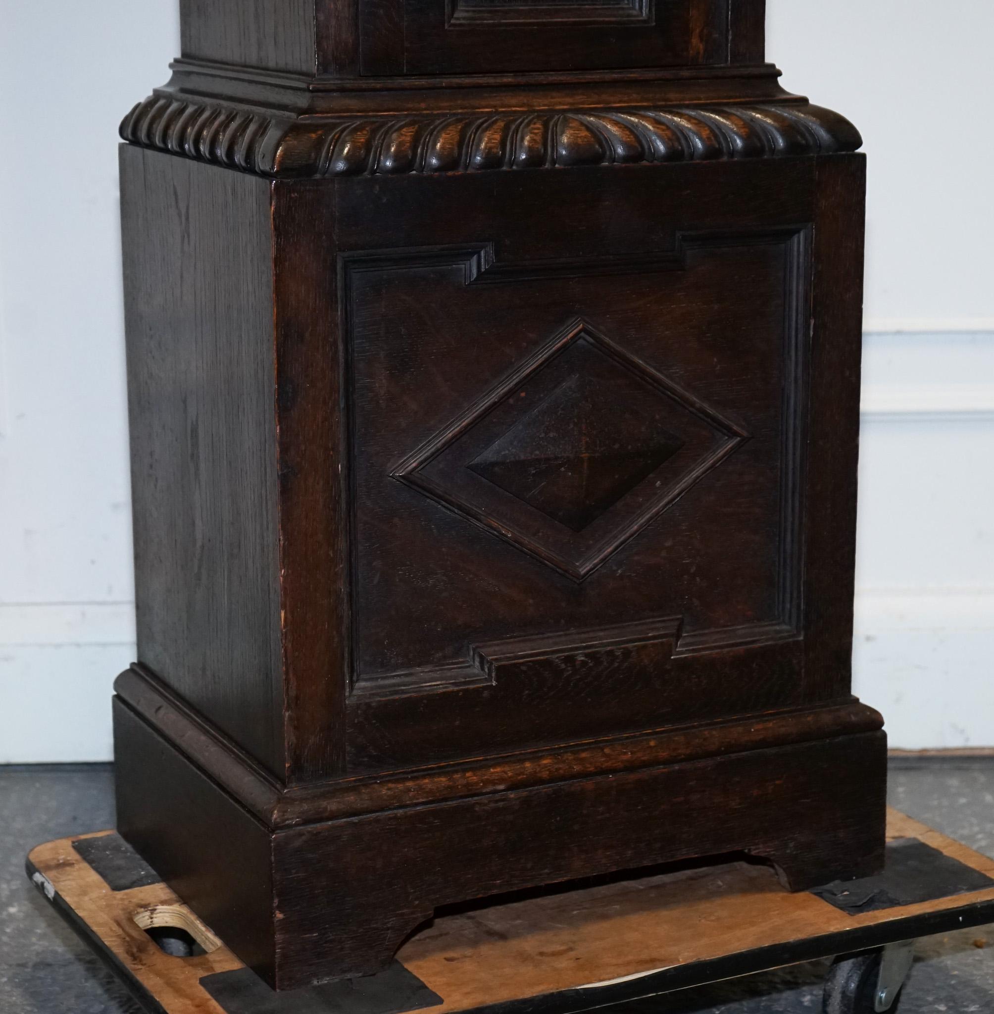 ANTIQUE ENGLiSH ARTS & CRAFTS 8 DAY LONGCASE GRANDFATER CLOCK BY MAPLE LONDON For Sale 7