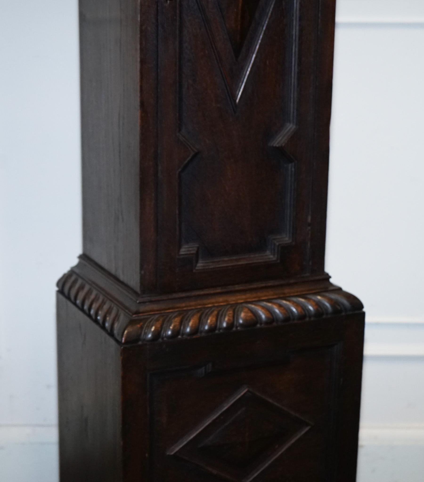 ANTIQUE ENGLiSH ARTS & CRAFTS 8 DAY LONGCASE GRANDFATER CLOCK BY MAPLE LONDON For Sale 8