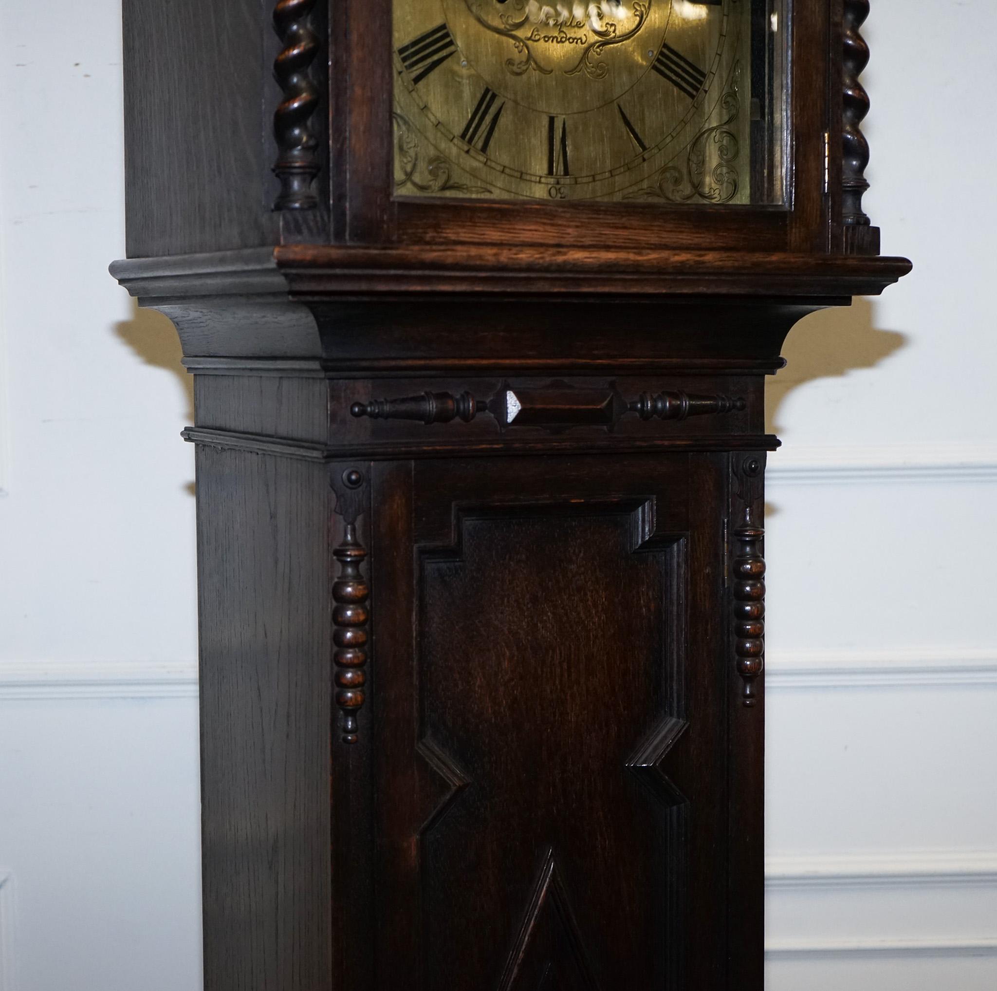 ANTIQUE ENGLiSH ARTS & CRAFTS 8 DAY LONGCASE GRANDFATER CLOCK BY MAPLE LONDON For Sale 10