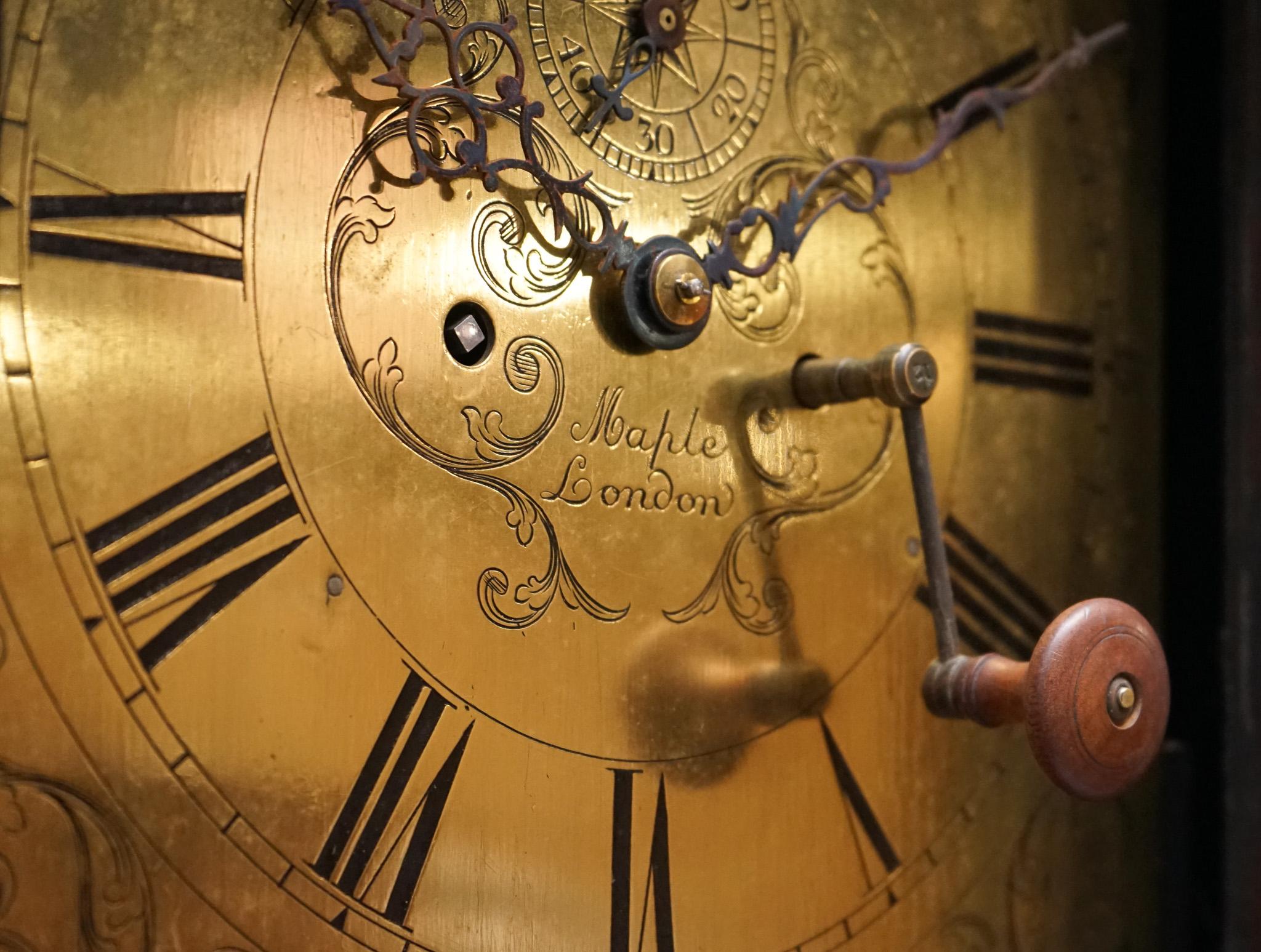 Hand-Crafted ANTIQUE ENGLiSH ARTS & CRAFTS 8 DAY LONGCASE GRANDFATER CLOCK BY MAPLE LONDON For Sale