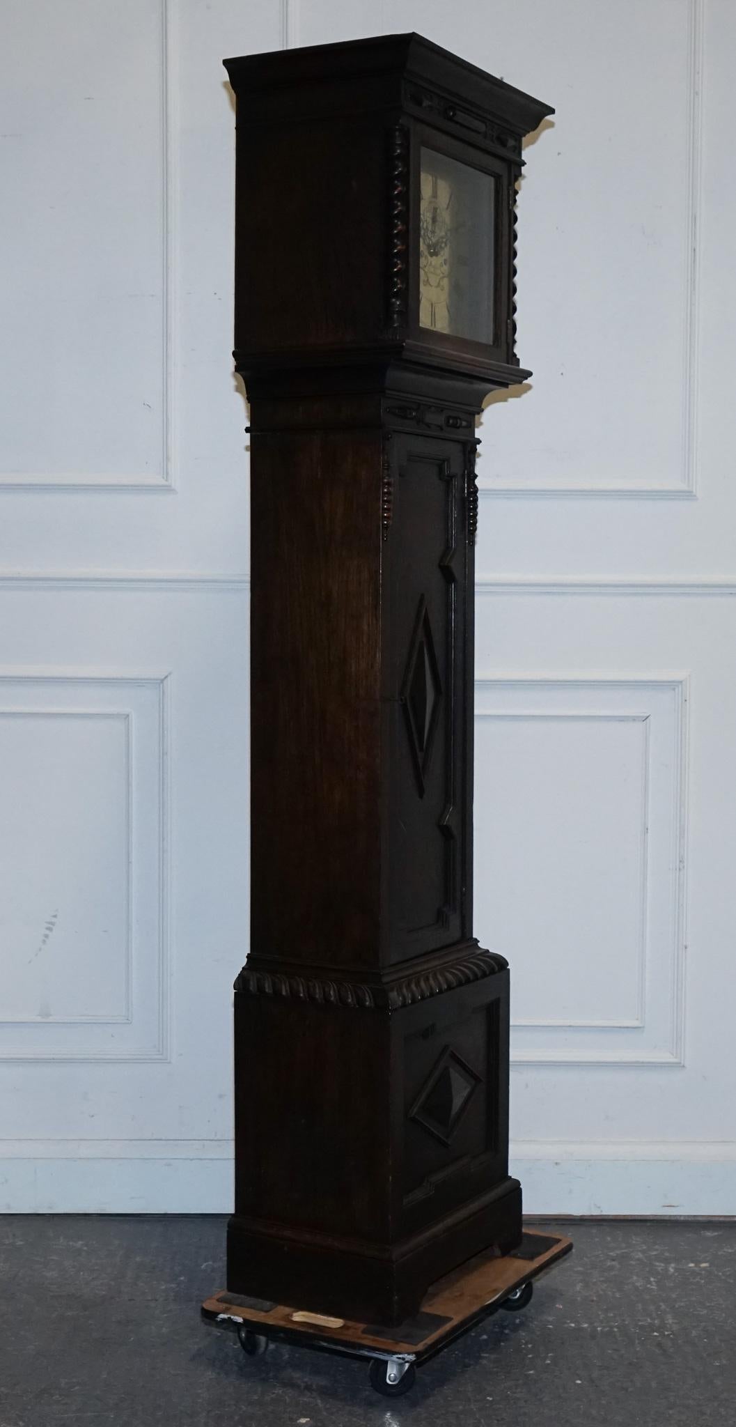 Oak ANTIQUE ENGLiSH ARTS & CRAFTS 8 DAY LONGCASE GRANDFATER CLOCK BY MAPLE LONDON For Sale