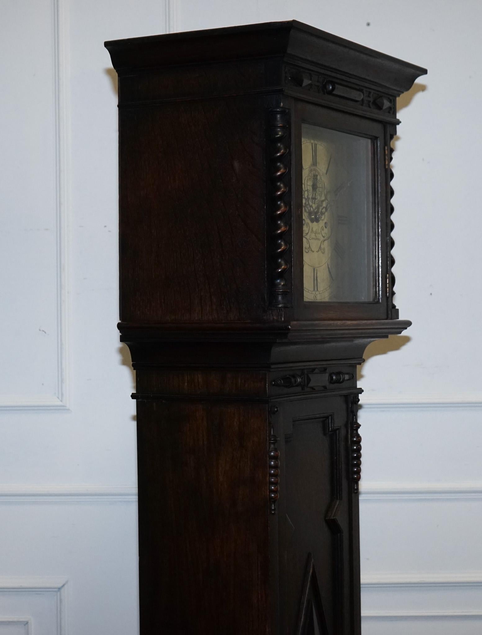 ANTIQUE ENGLiSH ARTS & CRAFTS 8 DAY LONGCASE GRANDFATER CLOCK BY MAPLE LONDON For Sale 1