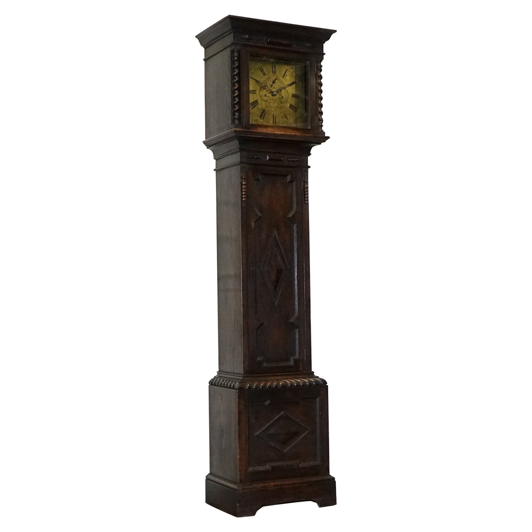 ANTIQUE ENGLiSH ARTS & CRAFTS 8 DAY LONGCASE GRANDFATER CLOCK BY MAPLE LONDON For Sale