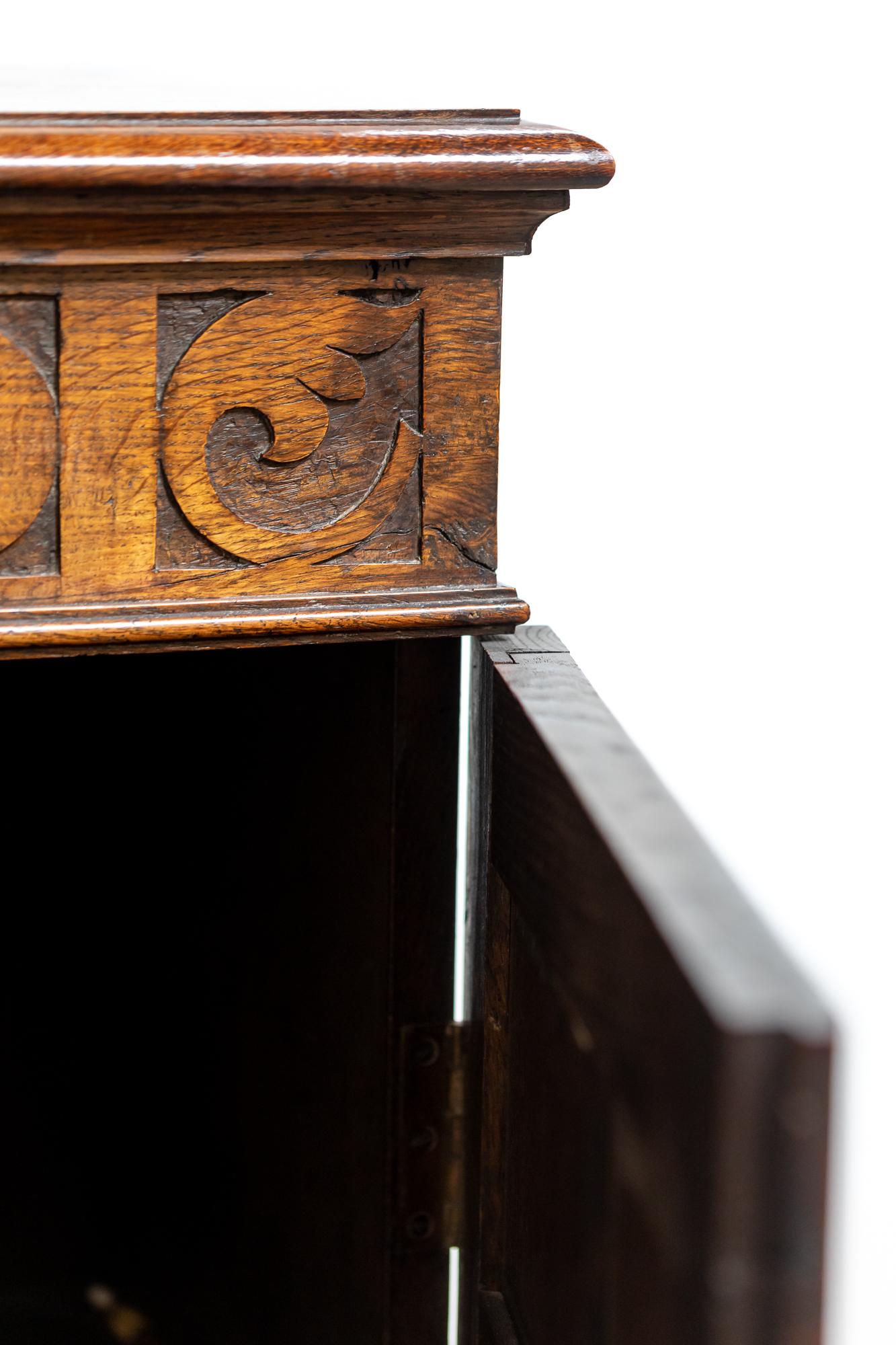 19th Century Antique English Arts & Crafts Burr or Pollard Oak Cabinet on Stand
