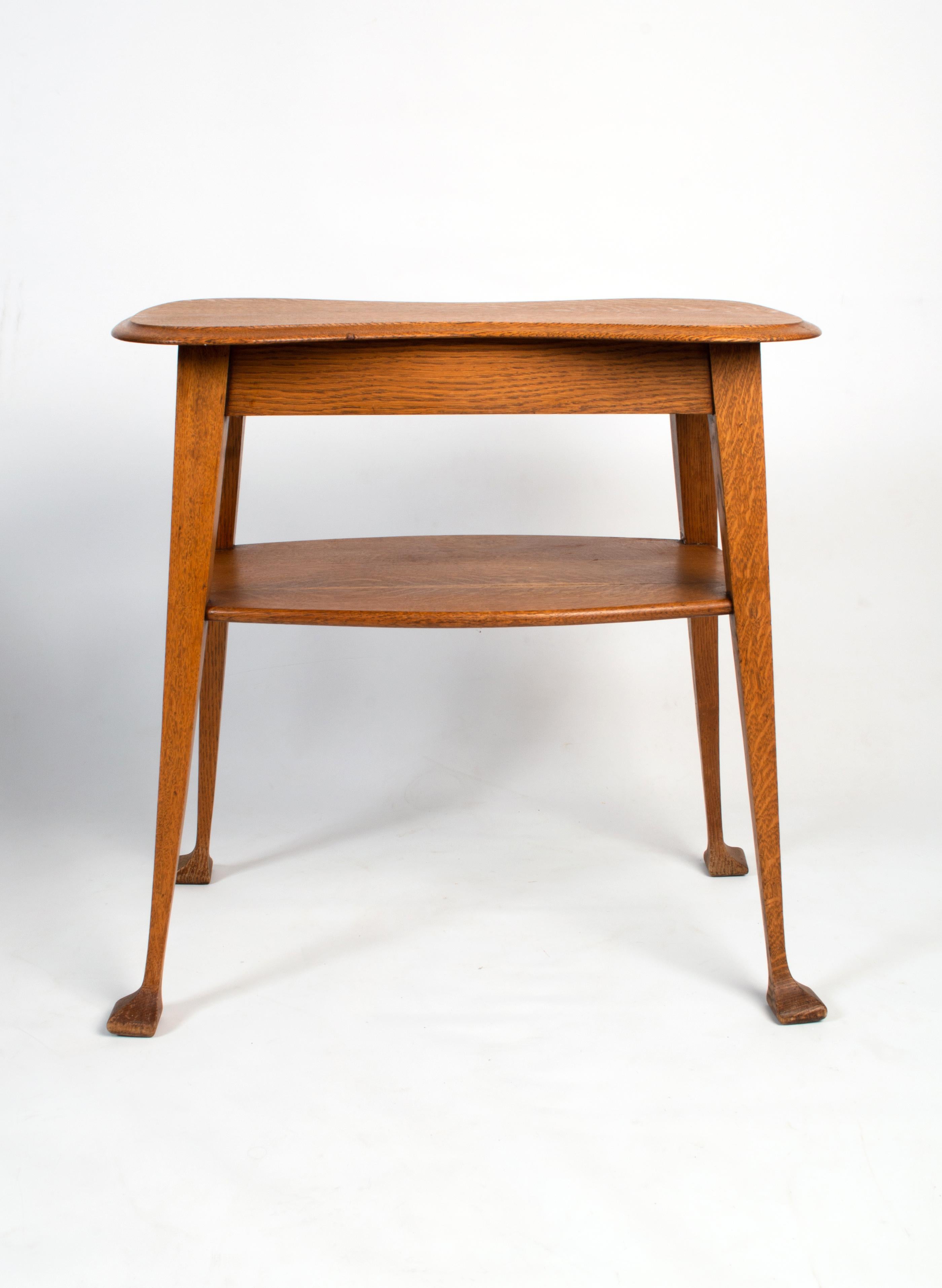 Arts and Crafts Antique English Shapland & Petter Arts & Crafts Golden Oak Side Table C.1890 For Sale