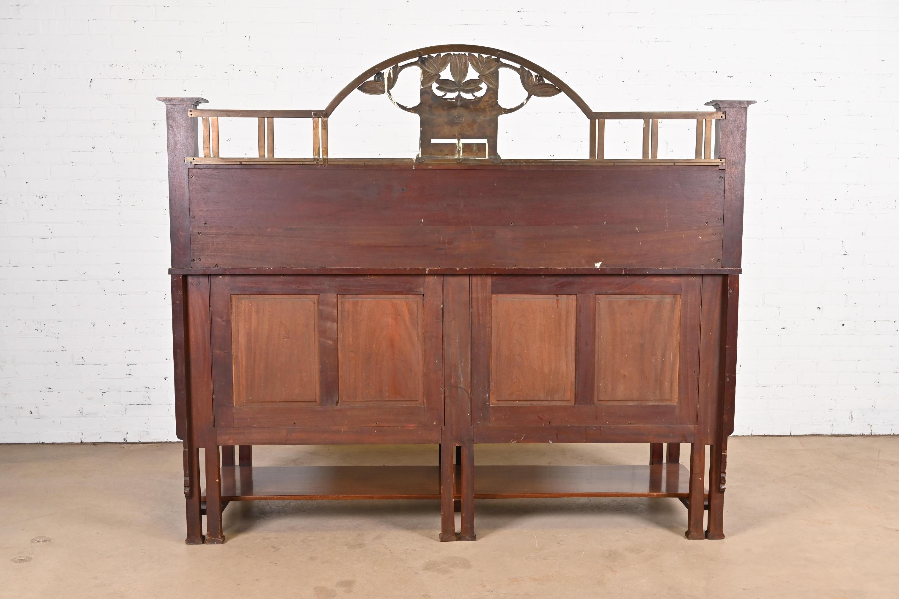 Antique English Arts & Crafts Inlaid Mahogany Sideboard by Robson & Sons For Sale 9