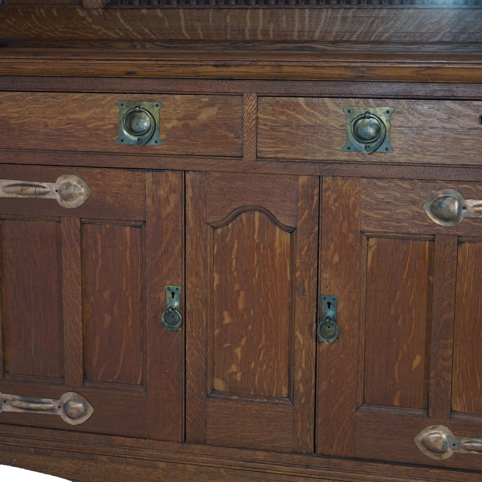Antique English Arts & Crafts Liberty & Co. Oak Sideboard With Mirror C1910 For Sale 7