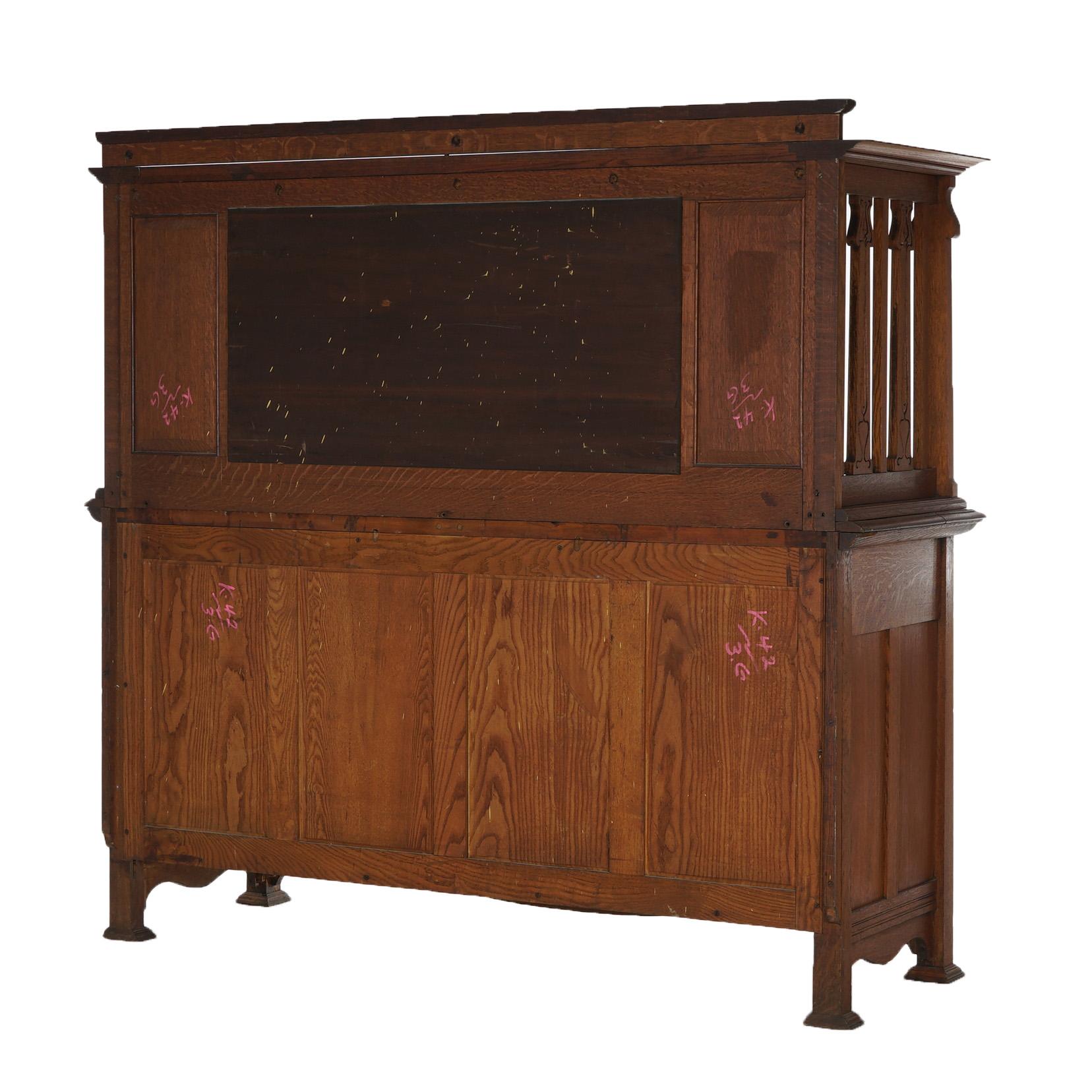 Antique English Arts & Crafts Liberty & Co. Oak Sideboard With Mirror C1910 For Sale 9