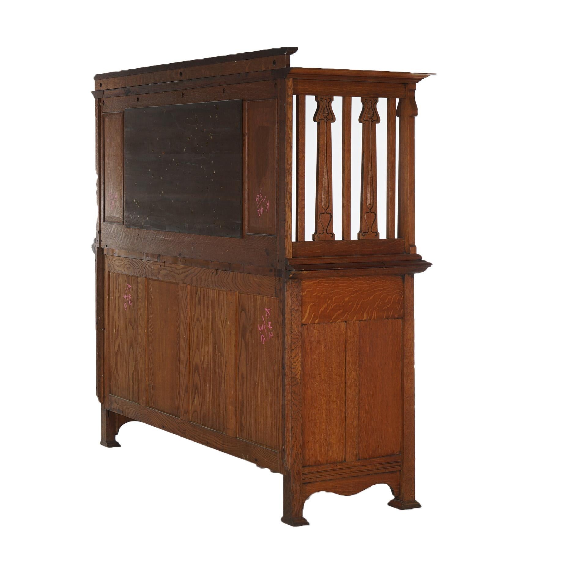 Antique English Arts & Crafts Liberty & Co. Oak Sideboard With Mirror C1910 For Sale 10