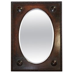 ANTIQUE ENGLISH ARTS & CRAFTS OAK WALL MiRROR