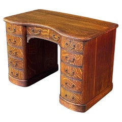 Bureau anglais ancien Arts & Crafts en chêne
