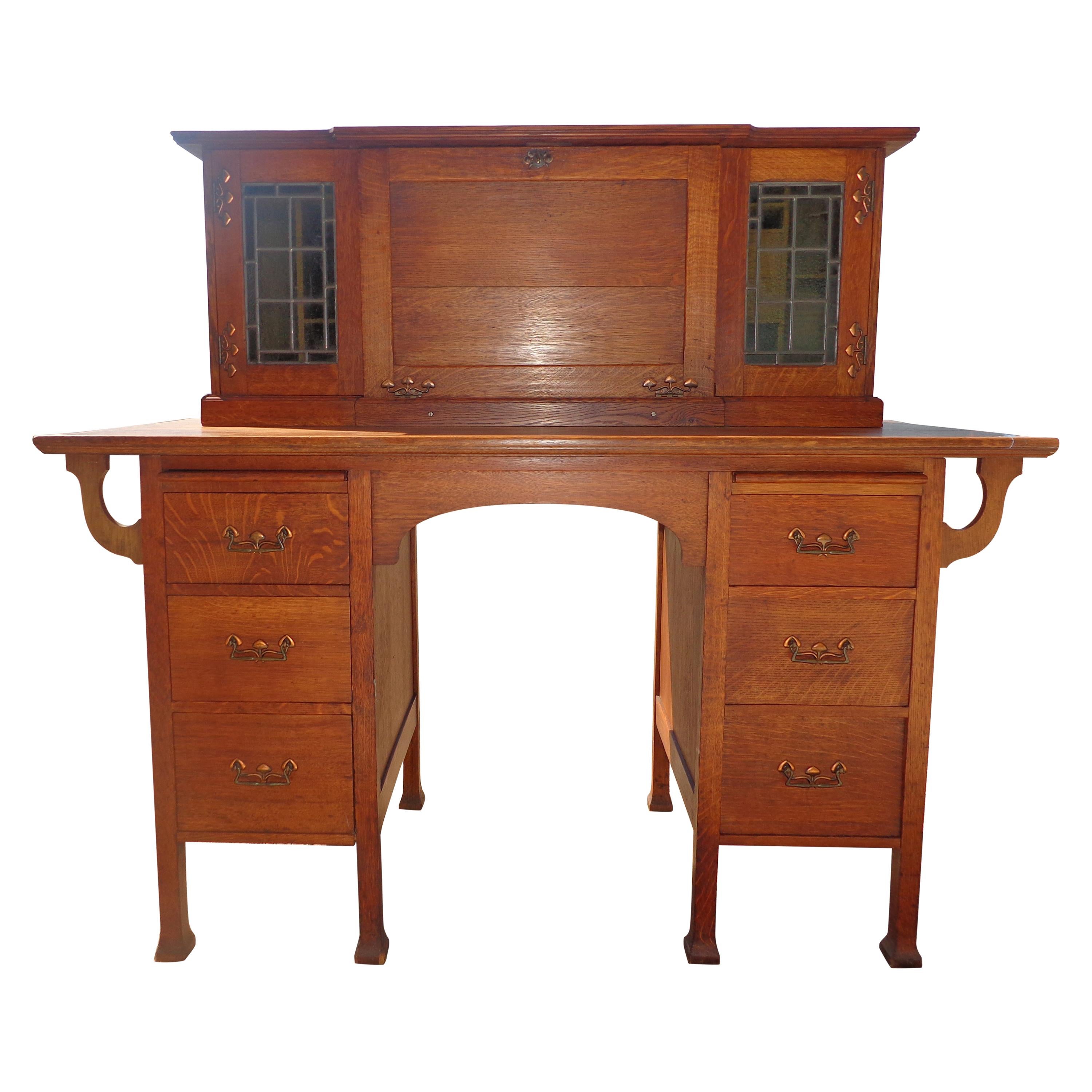 Antique English Arts & Crafts Secretary Desk