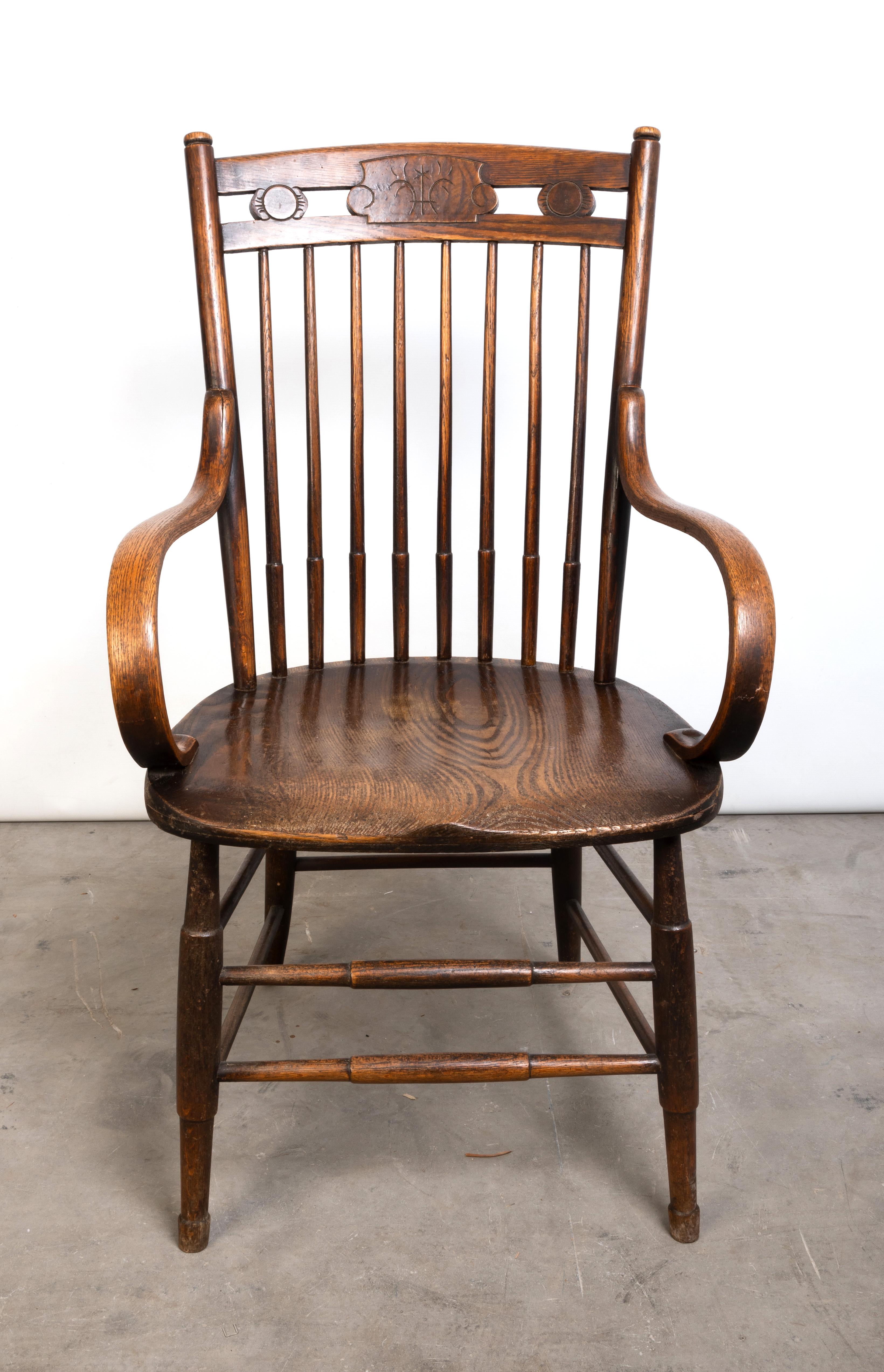 Arts and Crafts Antique English Arts & Crafts Stick Back Windsor Chair Heals of London For Sale