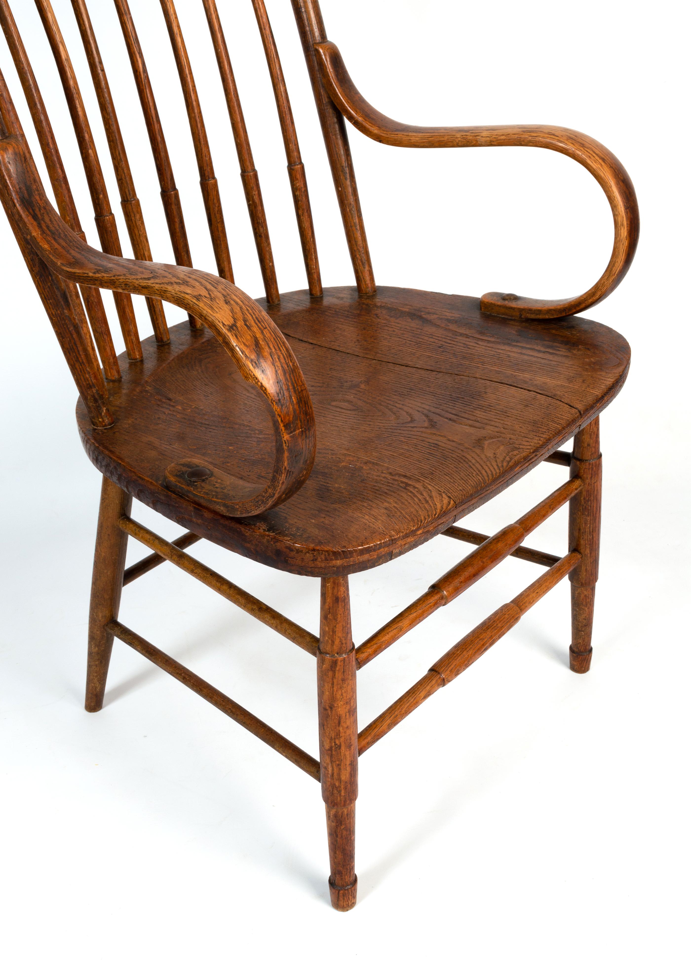 Oak Antique English Arts & Crafts Stick Back Windsor Chair Heals of London For Sale