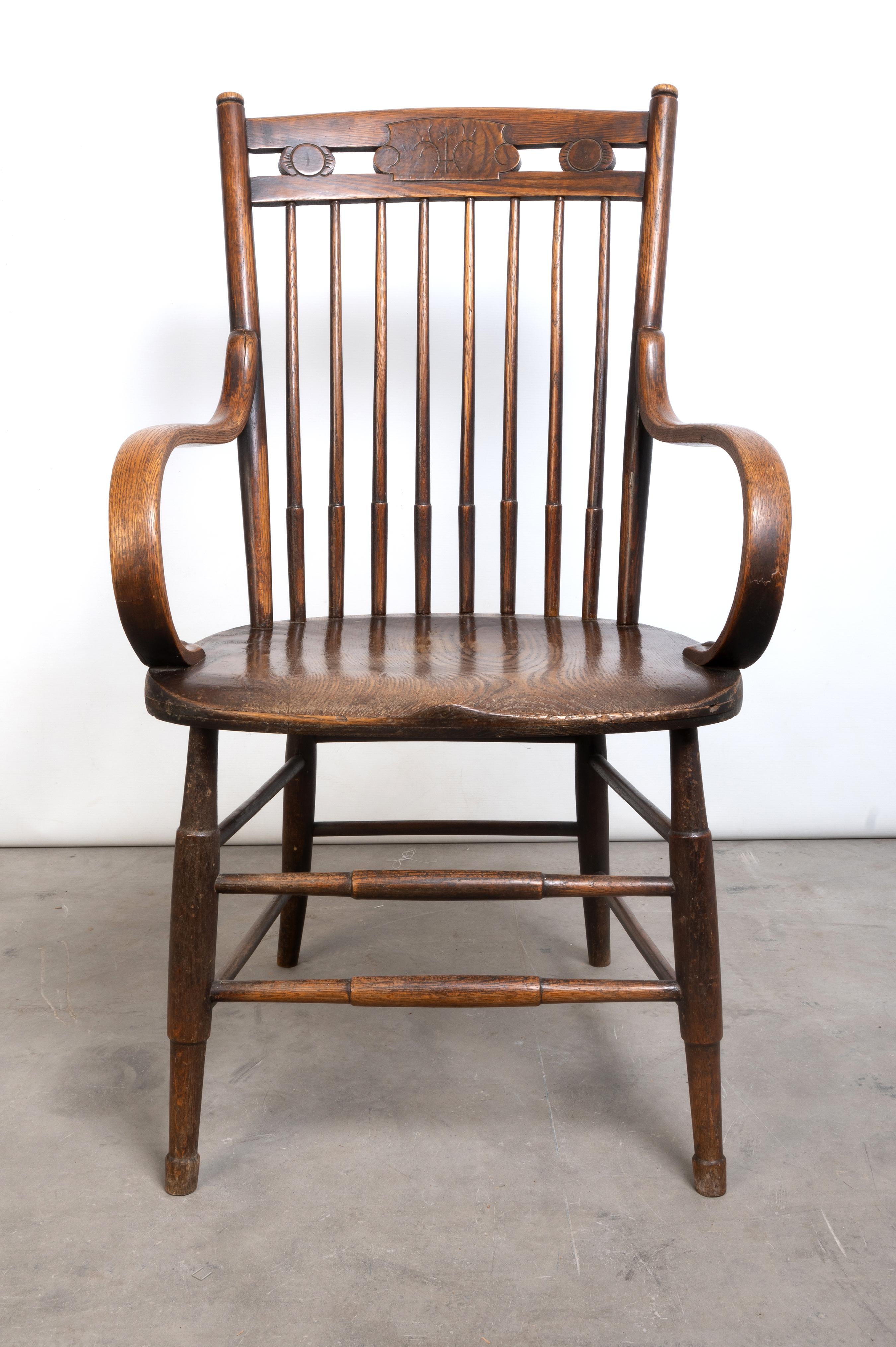 Antique English Arts & Crafts Stick Back Windsor Chair Heals of London For Sale 4