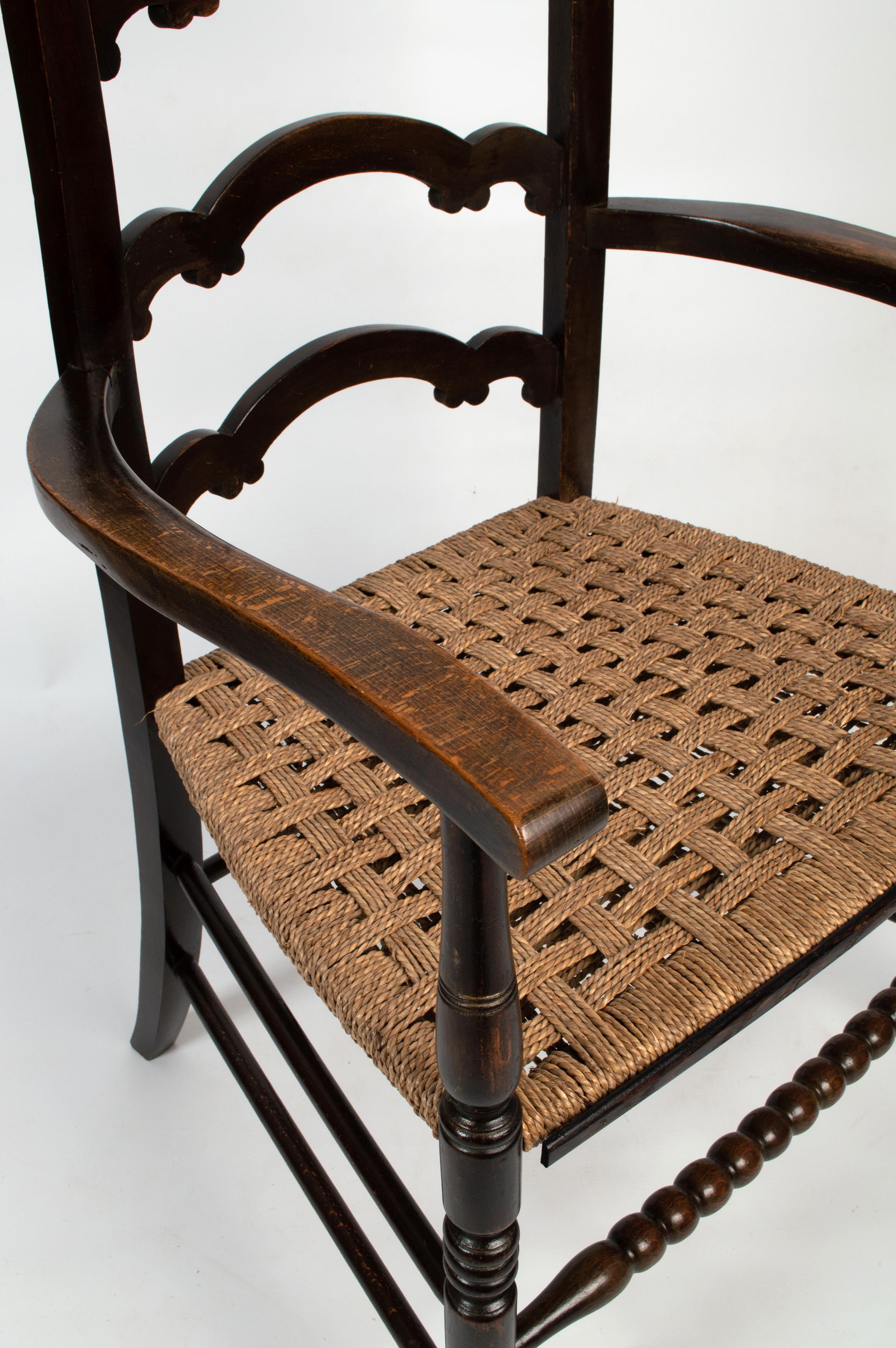 19th Century Antique English Arts & Crafts William Birch Liberty & Co. Elbow Chair For Sale