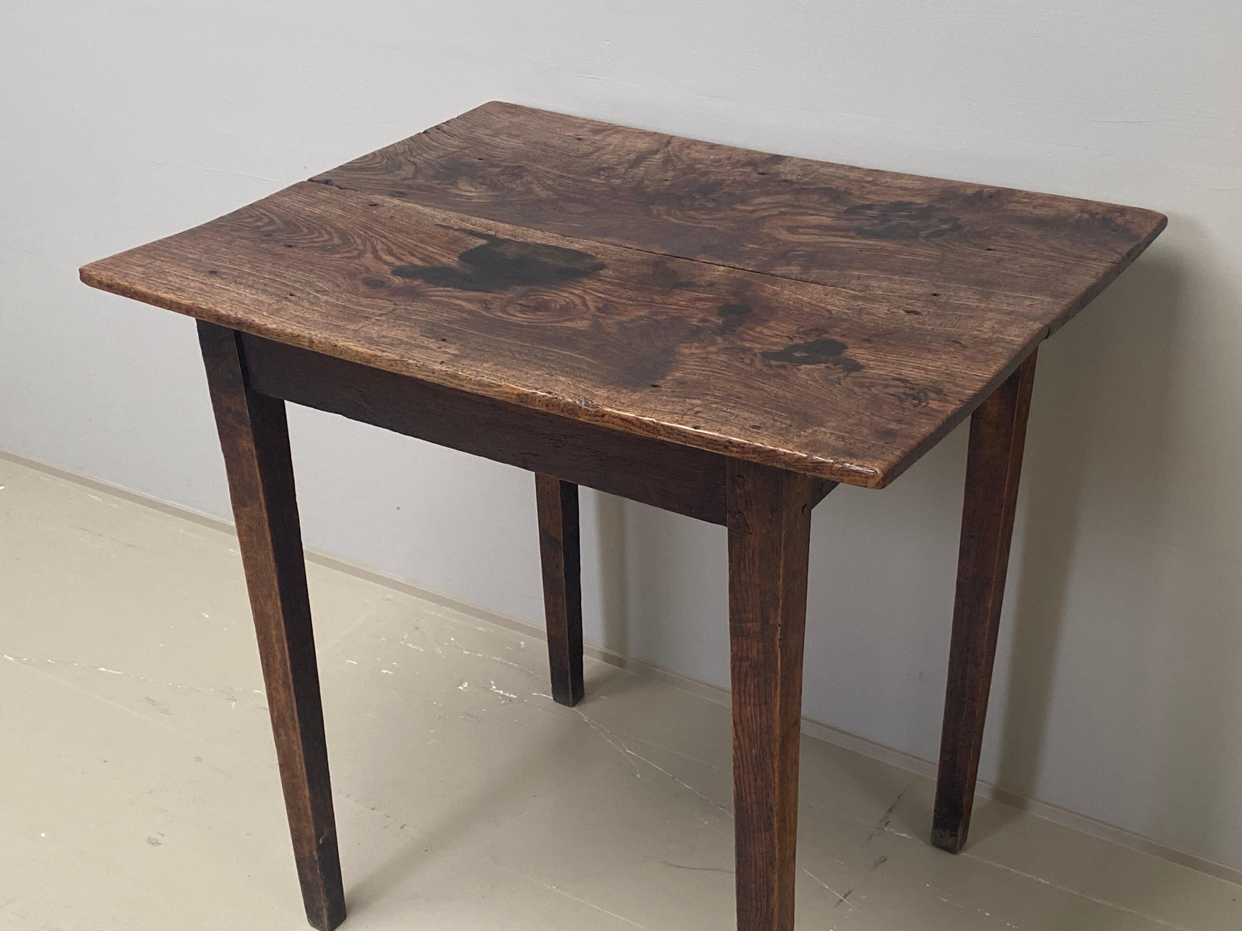 Patinated Antique English Ash and Elm Rectangular Small Side Table For Sale
