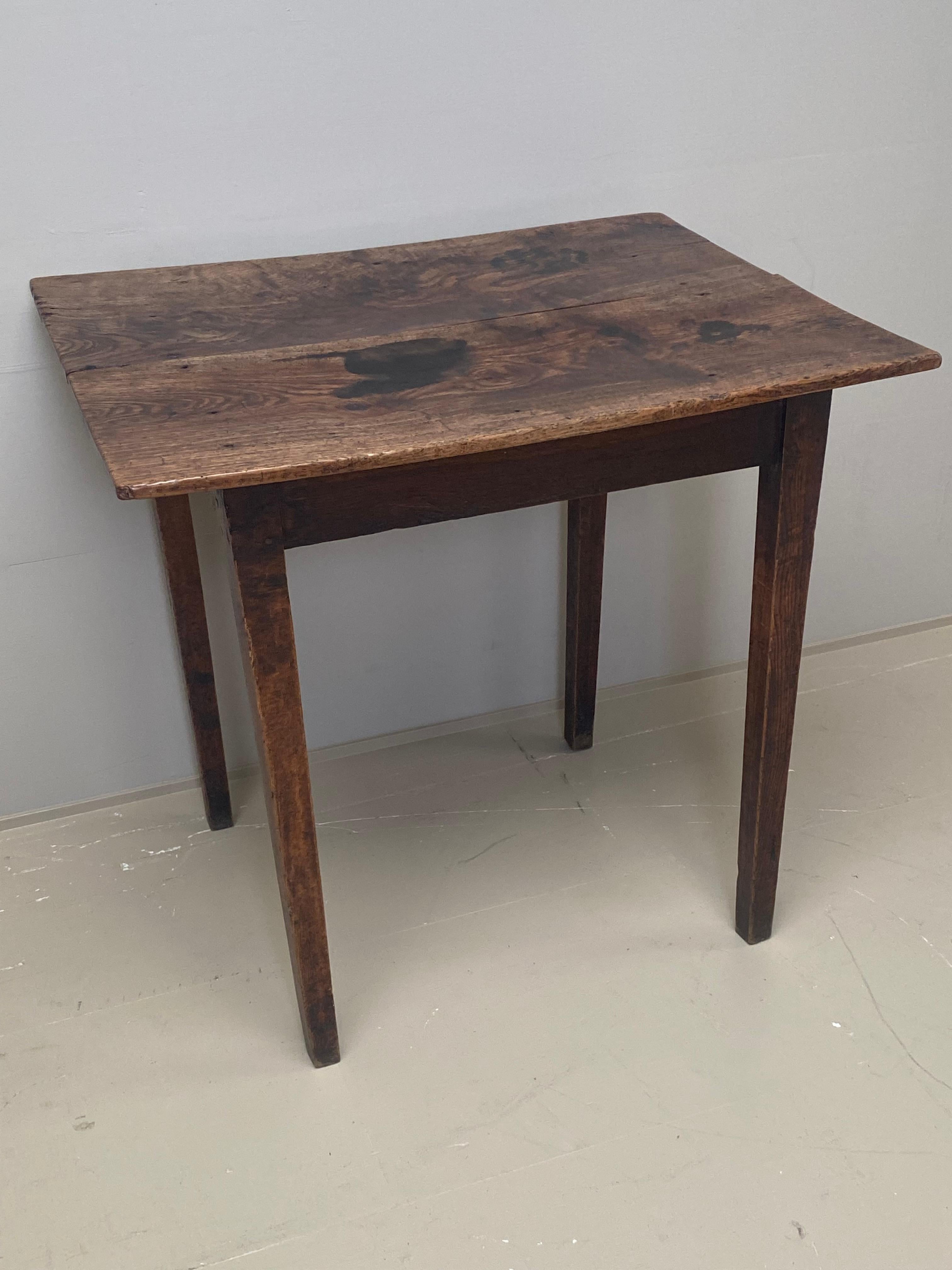 18th Century and Earlier Antique English Ash and Elm Rectangular Small Side Table For Sale