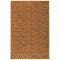 Antique English Axminster Botanic Handmade Wool Rug