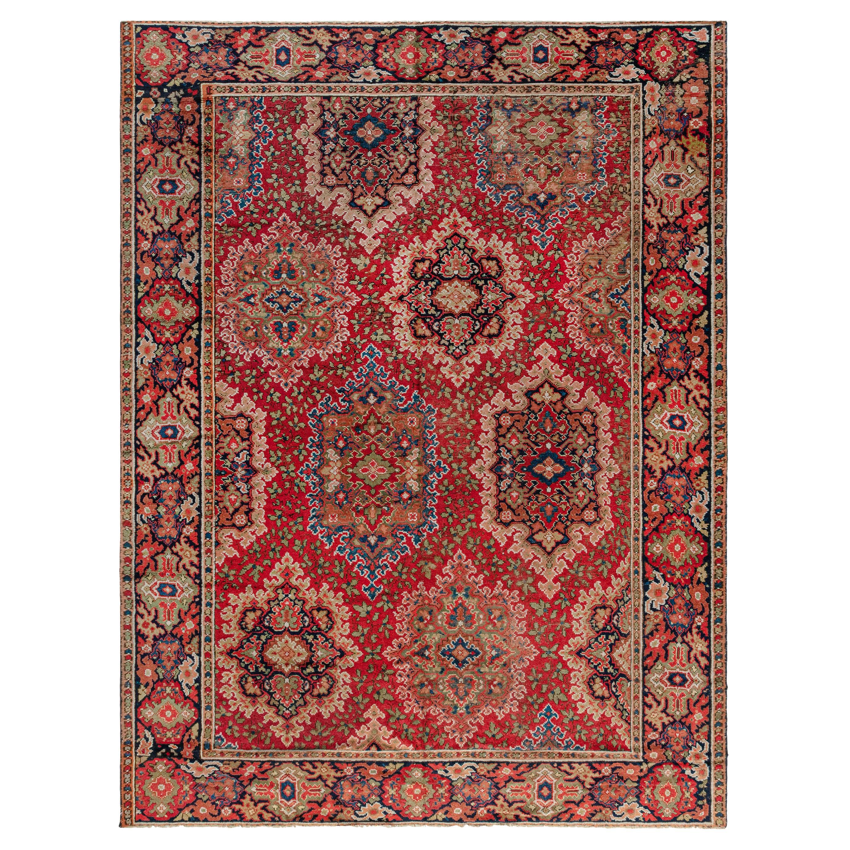 Fine Antique English Axminster Bold Botanic Handmade Wool Rug For Sale ...