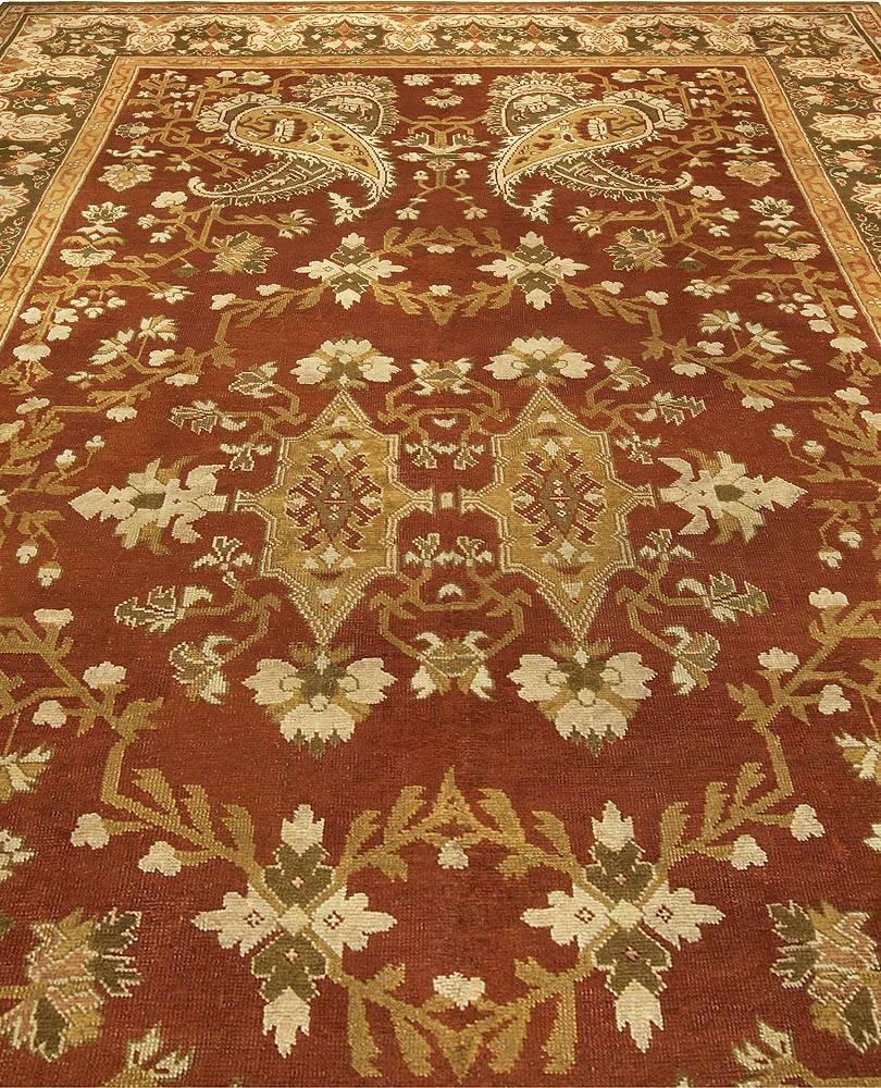 Hand-Woven Antique English Axminster Handwoven Wool Rug For Sale