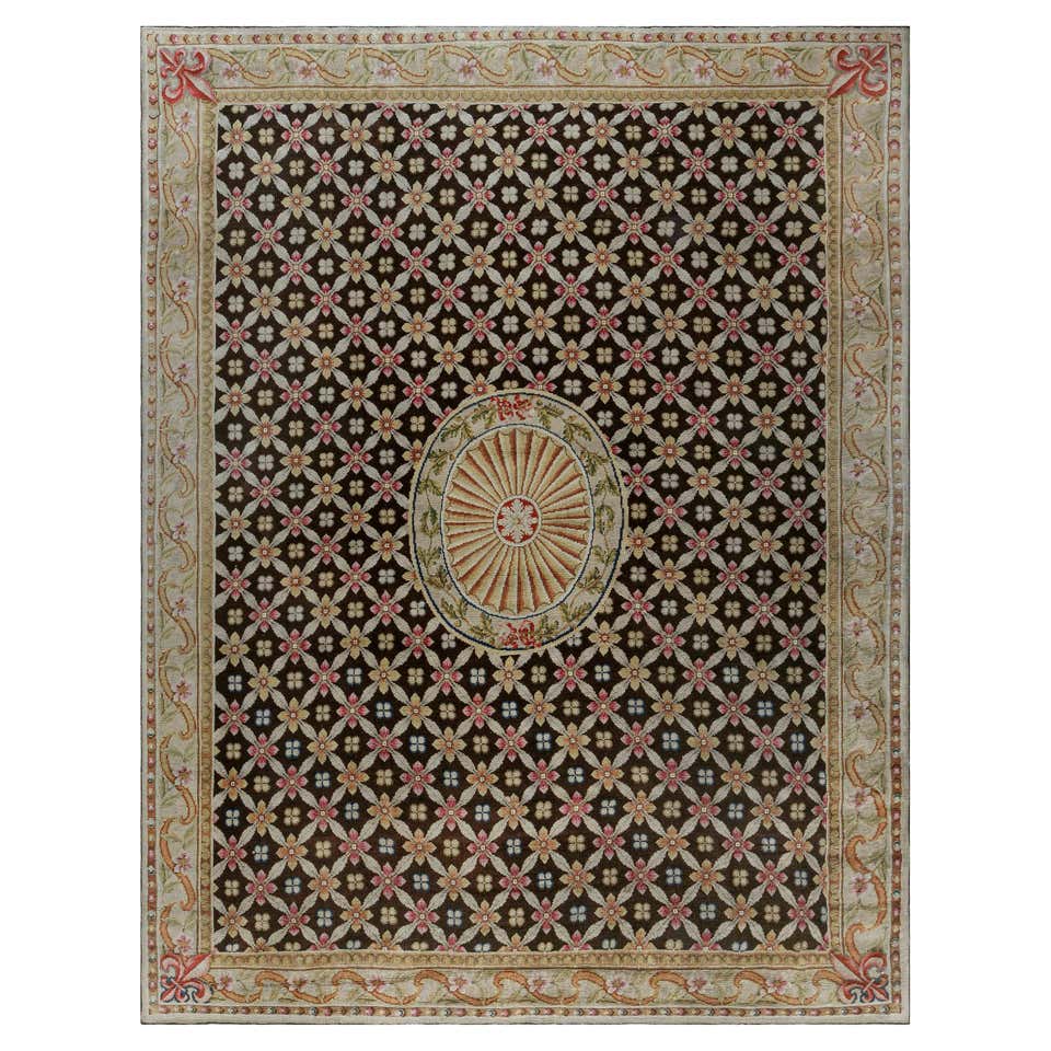 Axminster Pink Roses Area Rug For Sale at 1stDibs