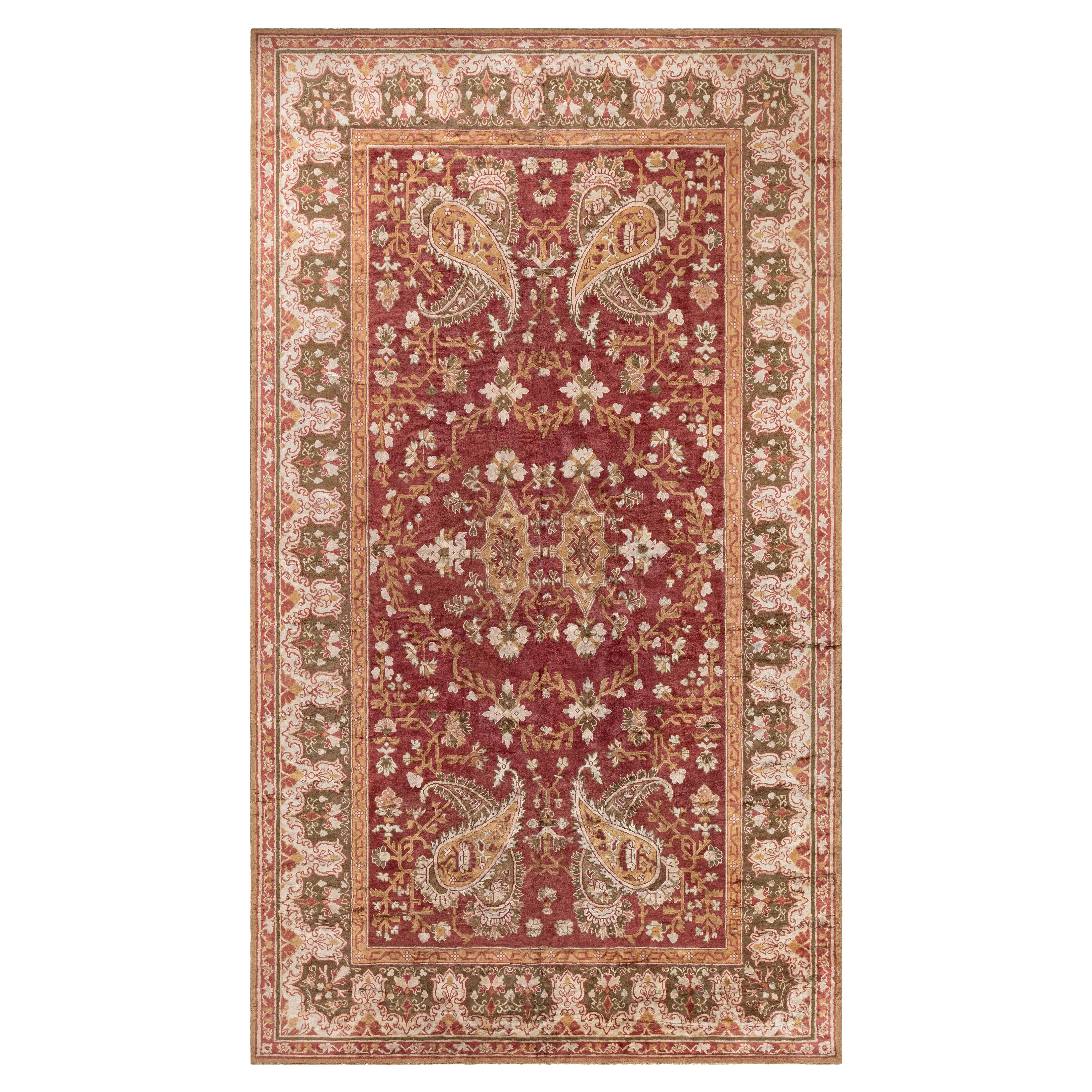 Antique English Axminster Wool Rug Doris Leslie Blau For Sale