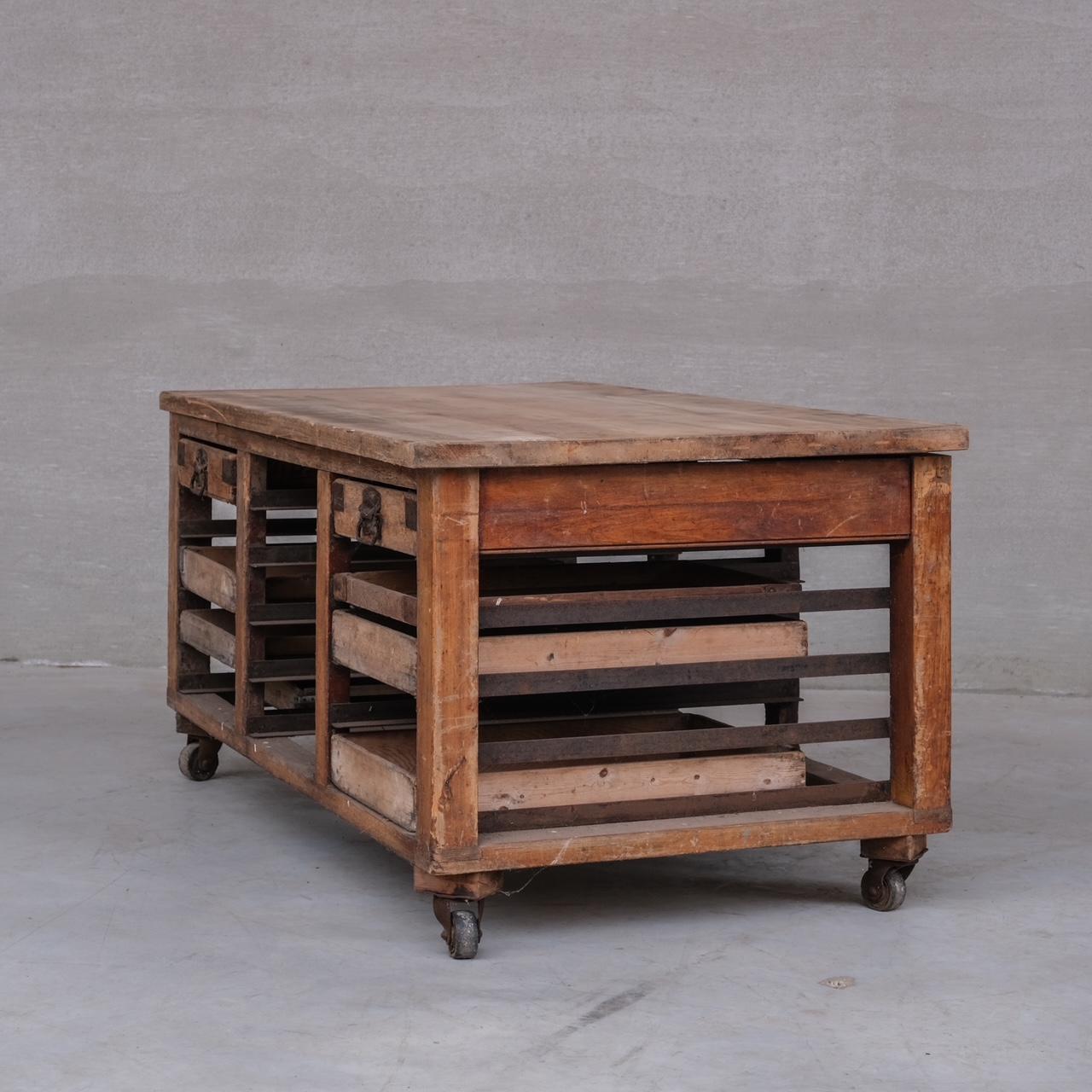 Antique English Bakers Kitchen Worktop or Kitchen Island Table For Sale 5