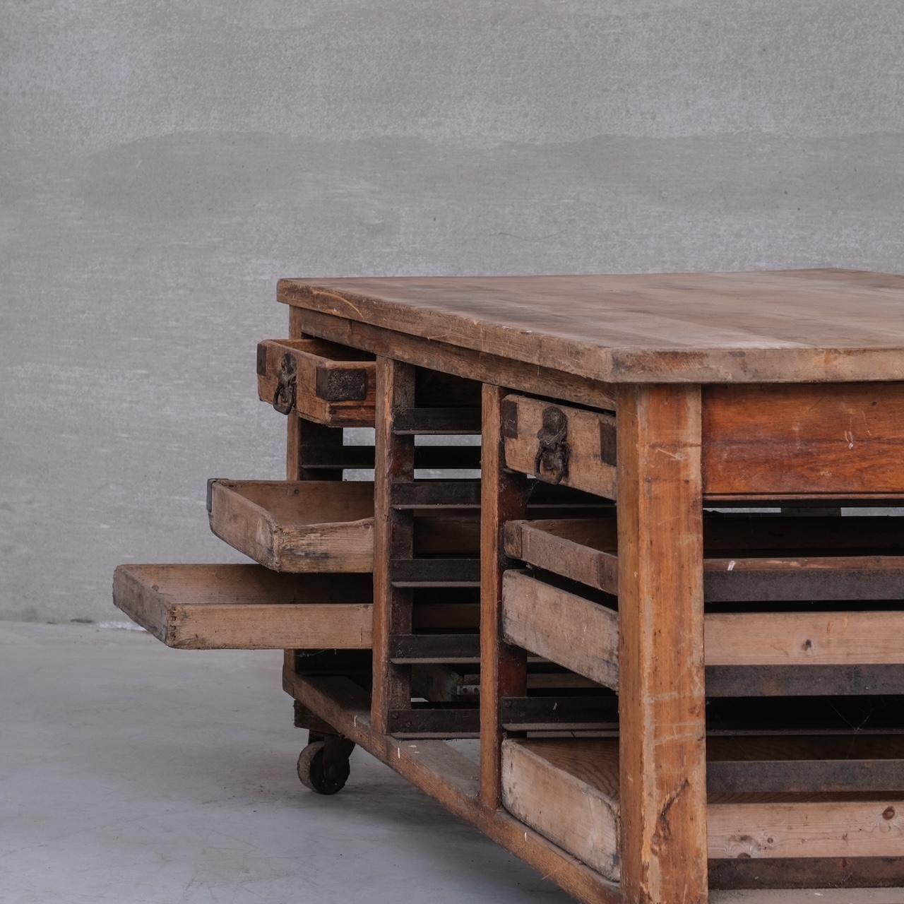 Antique English Bakers Kitchen Worktop or Kitchen Island Table For Sale 6