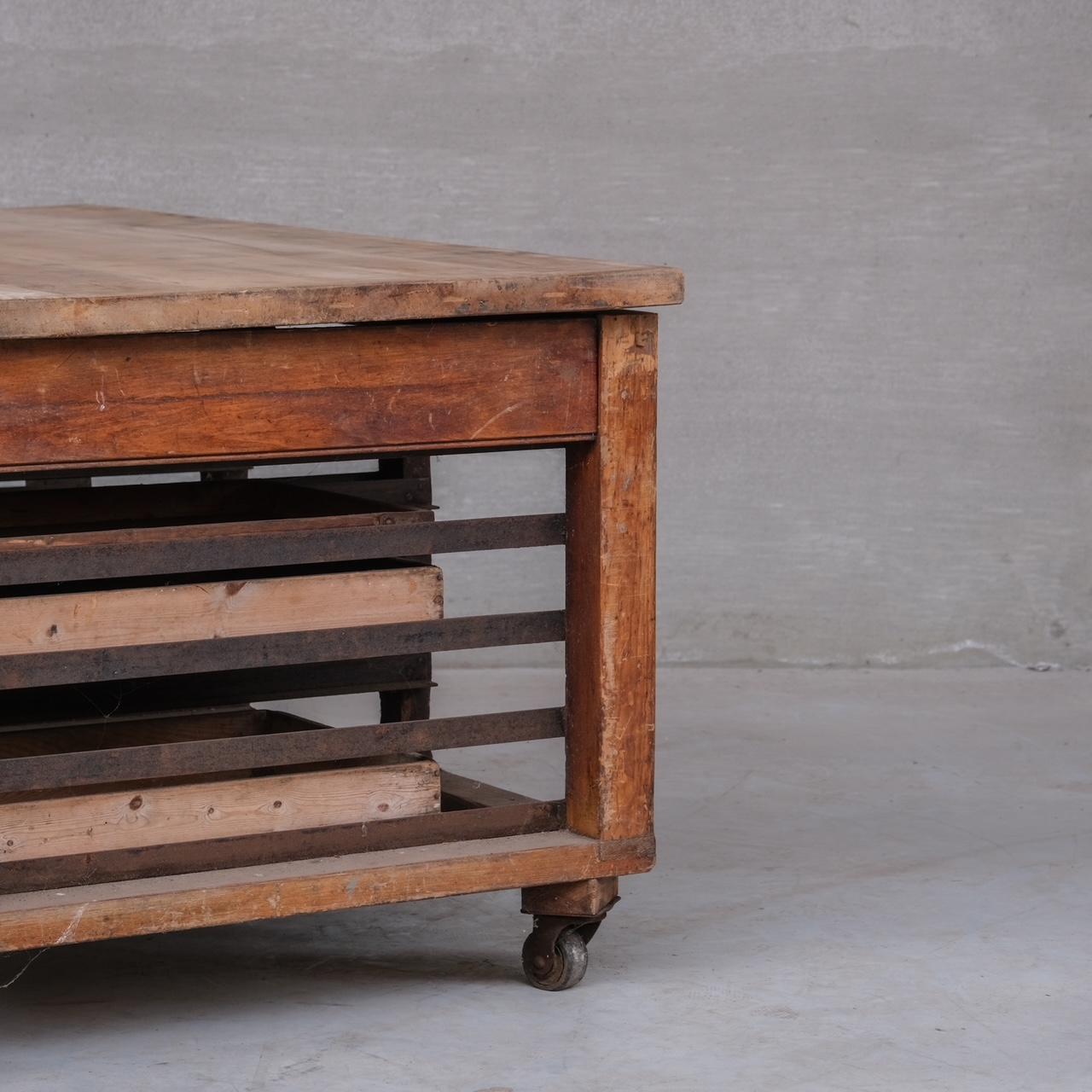 Antique English Bakers Kitchen Worktop or Kitchen Island Table For Sale 7