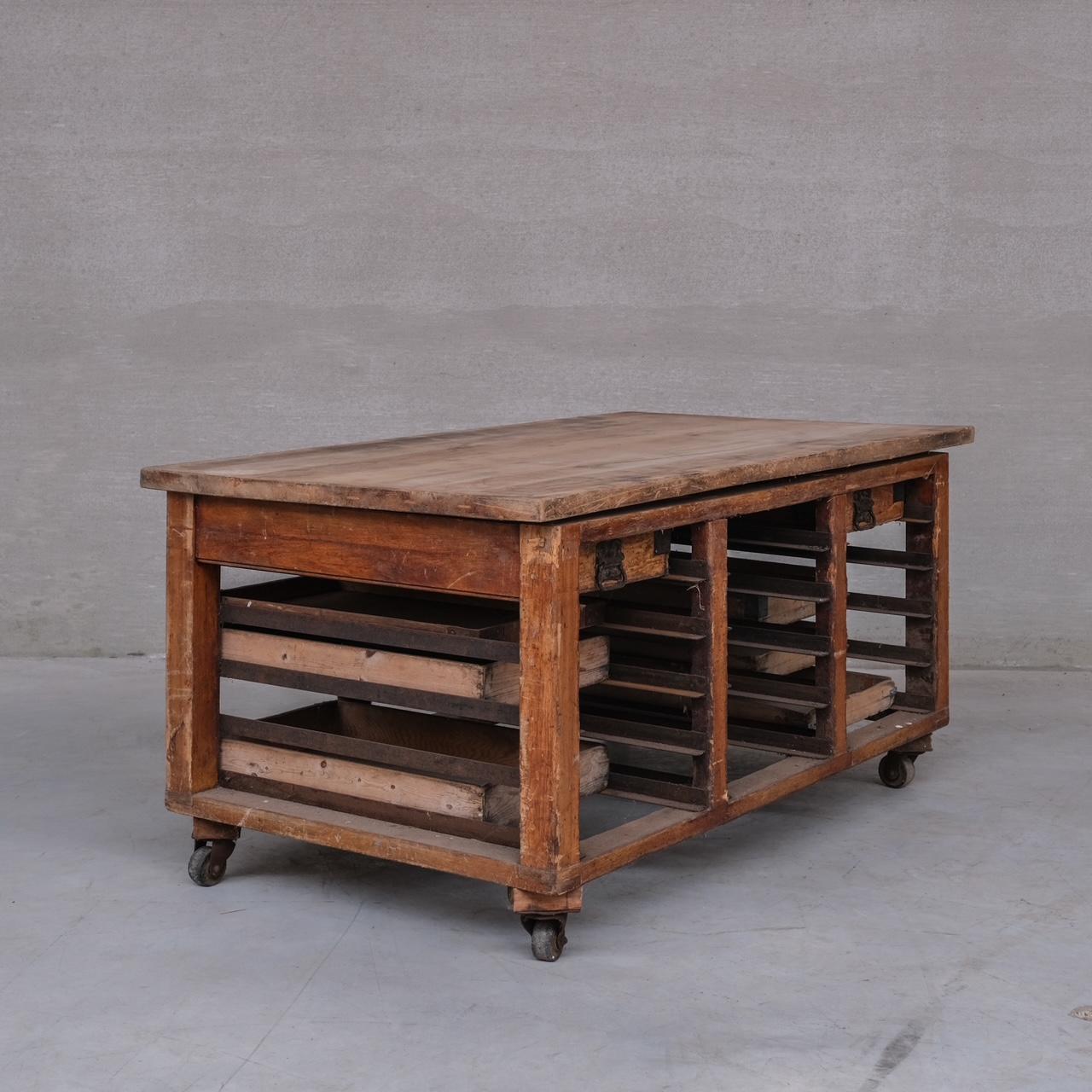 Antique English Bakers Kitchen Worktop or Kitchen Island Table For Sale 9