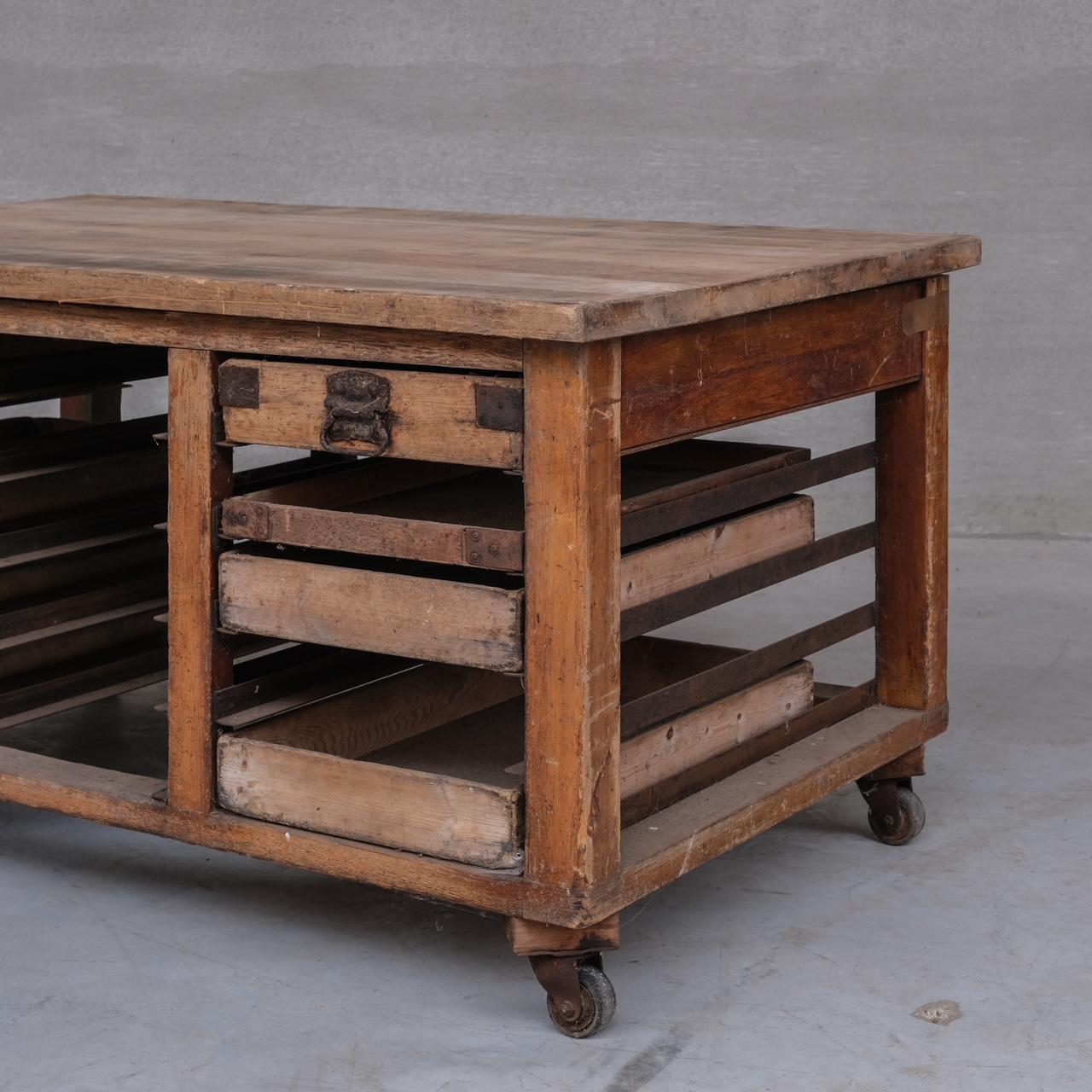 Wood Antique English Bakers Kitchen Worktop or Kitchen Island Table For Sale