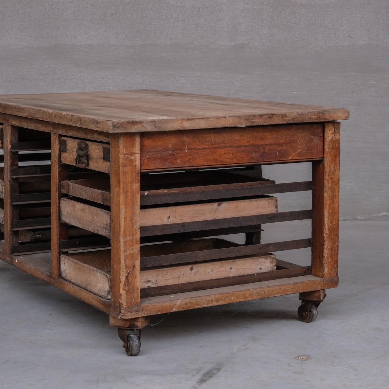 Antique English Bakers Kitchen Worktop or Kitchen Island Table For Sale 4