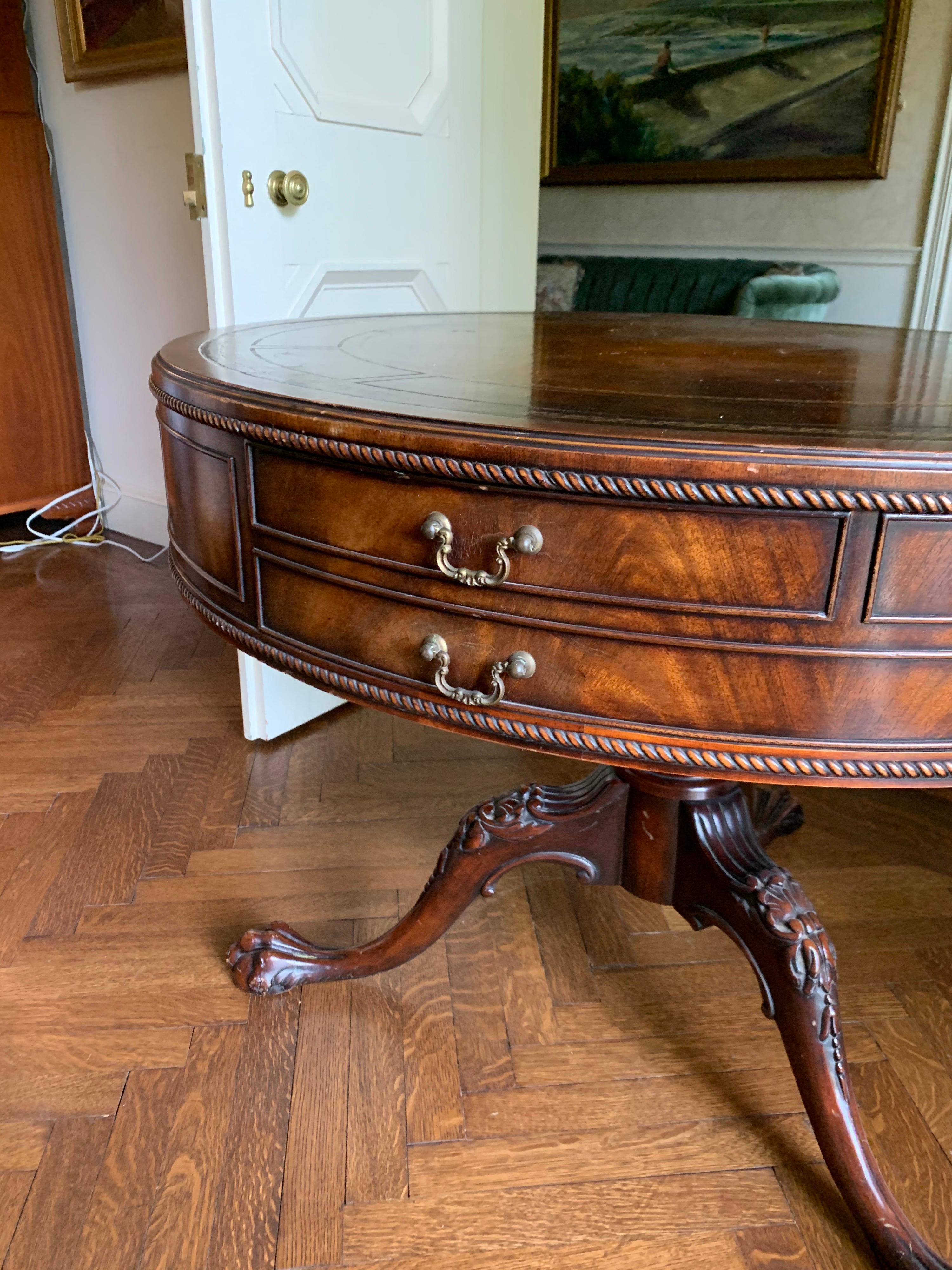 antique drum table with claw feet