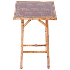 Antique English Bamboo and Elephant Decoupage Table