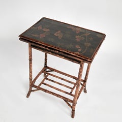 Antique English Bamboo and Lacquer Foldout Table or Stand