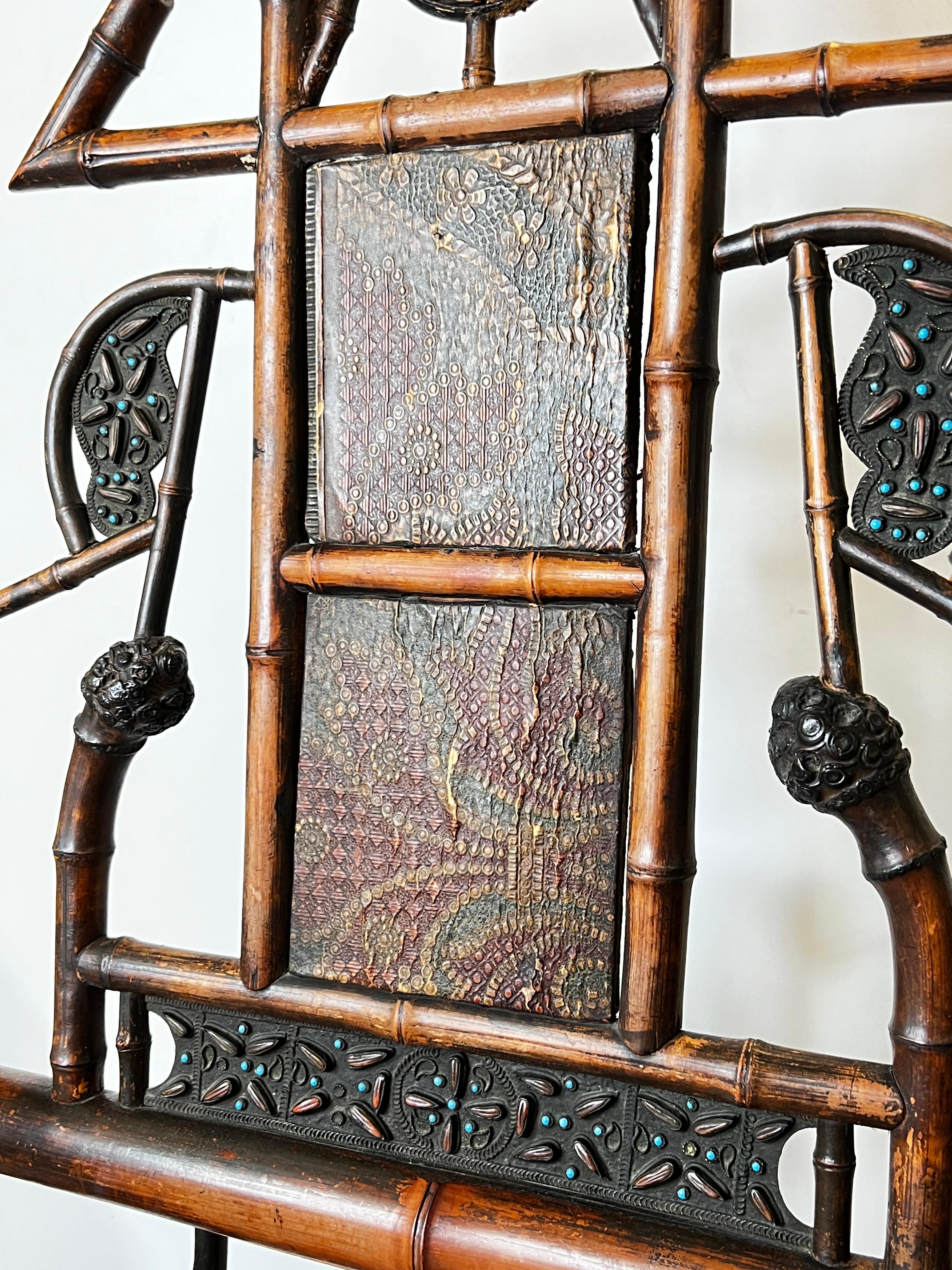 Antique English Bamboo and Rattan Armchair 6