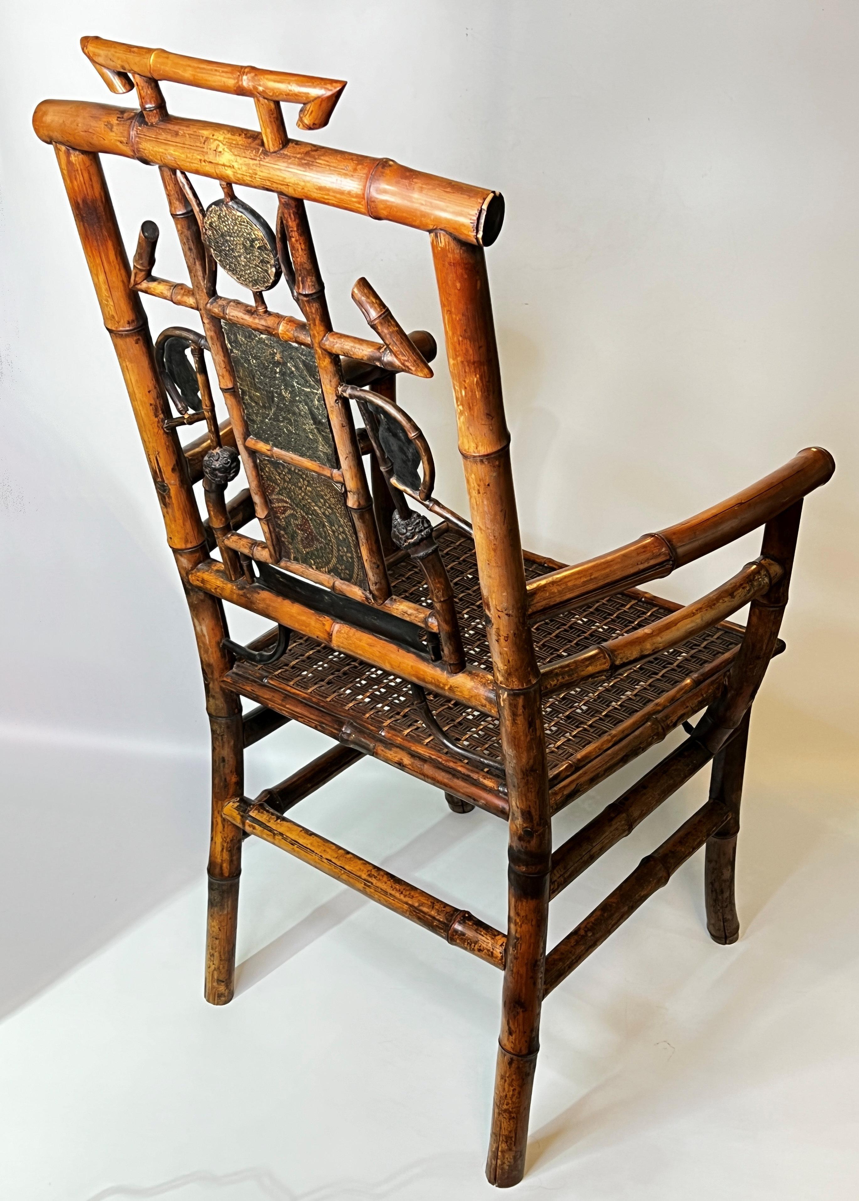 Antique English Bamboo and Rattan Armchair 8