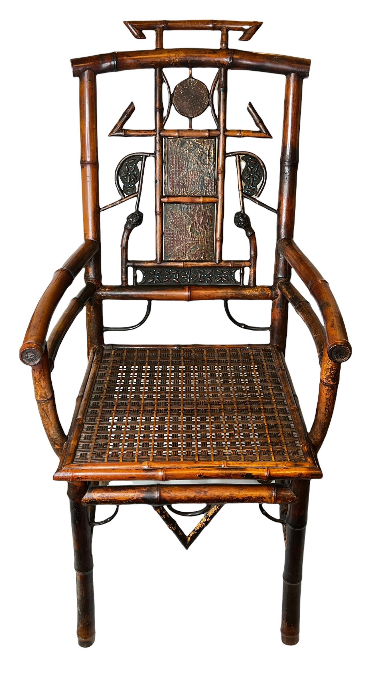 Antique English Bamboo and Rattan Armchair 1