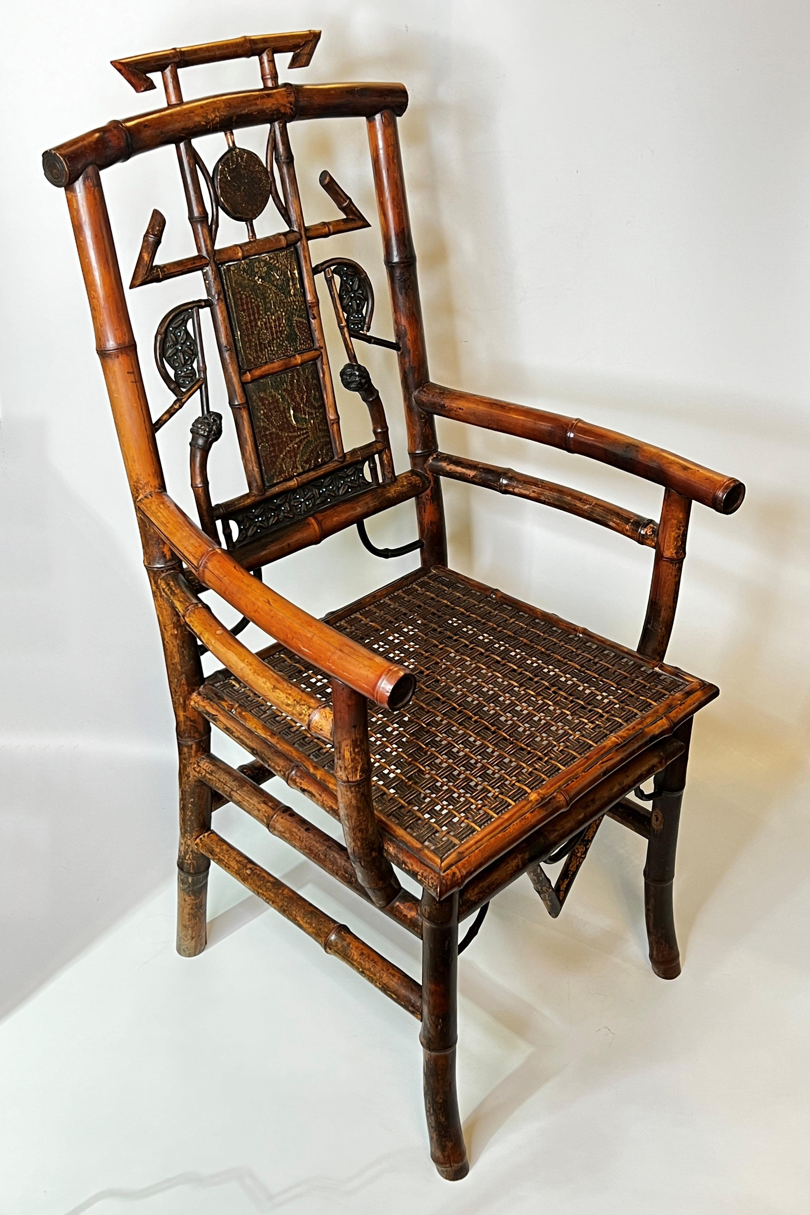 Antique English Bamboo and Rattan Armchair 2