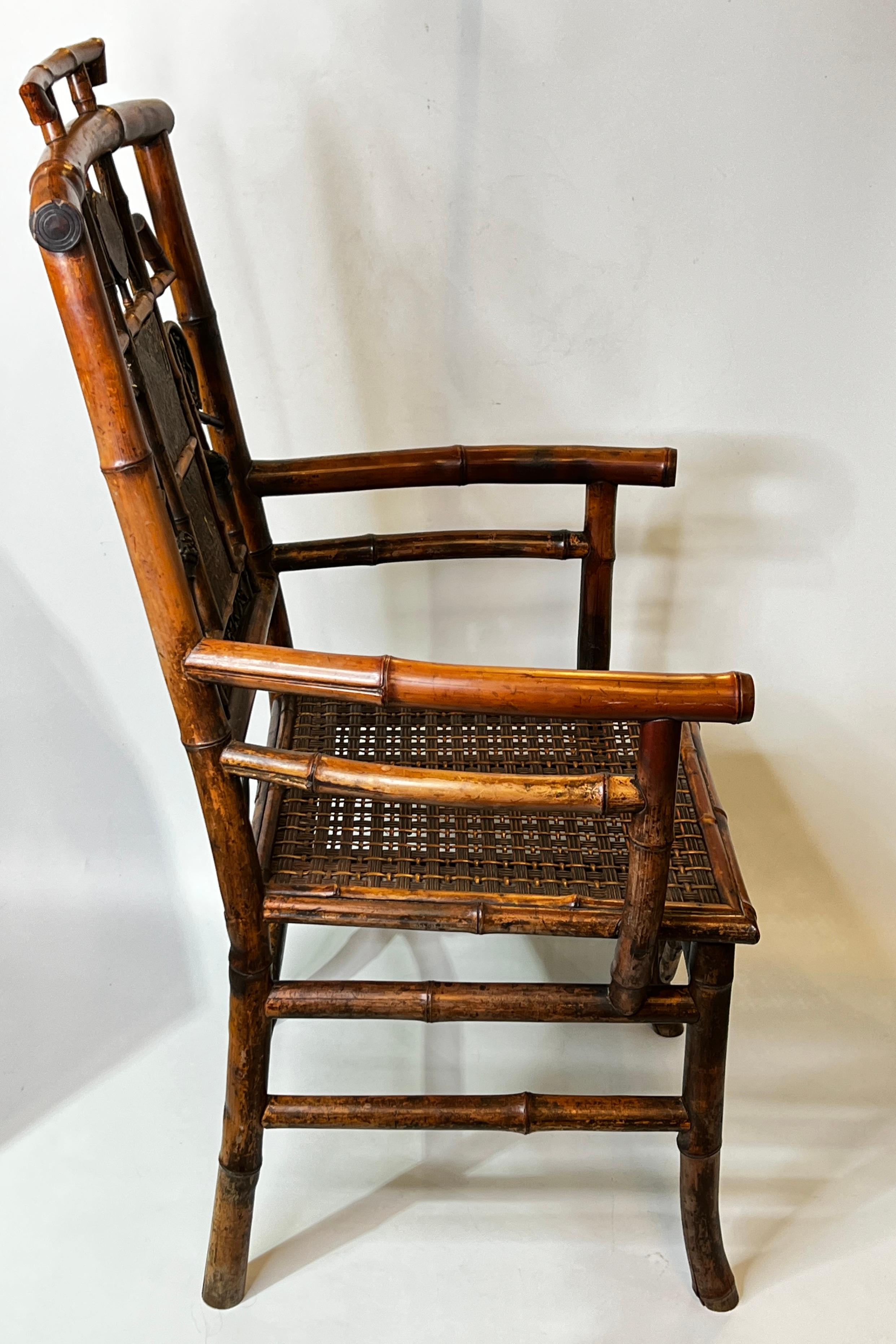 Antique English Bamboo and Rattan Armchair 3