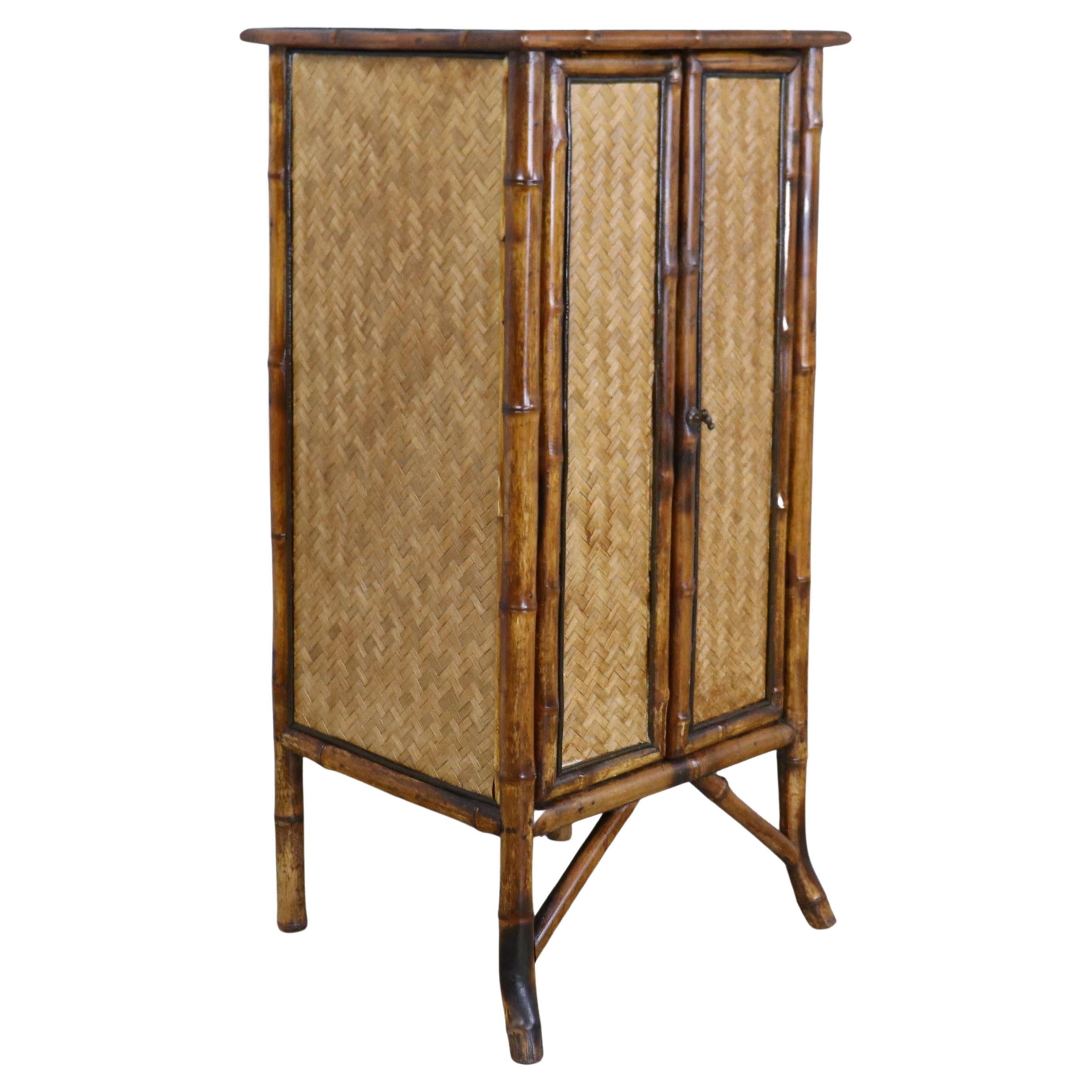 Antique English Bamboo Cabinet For Sale