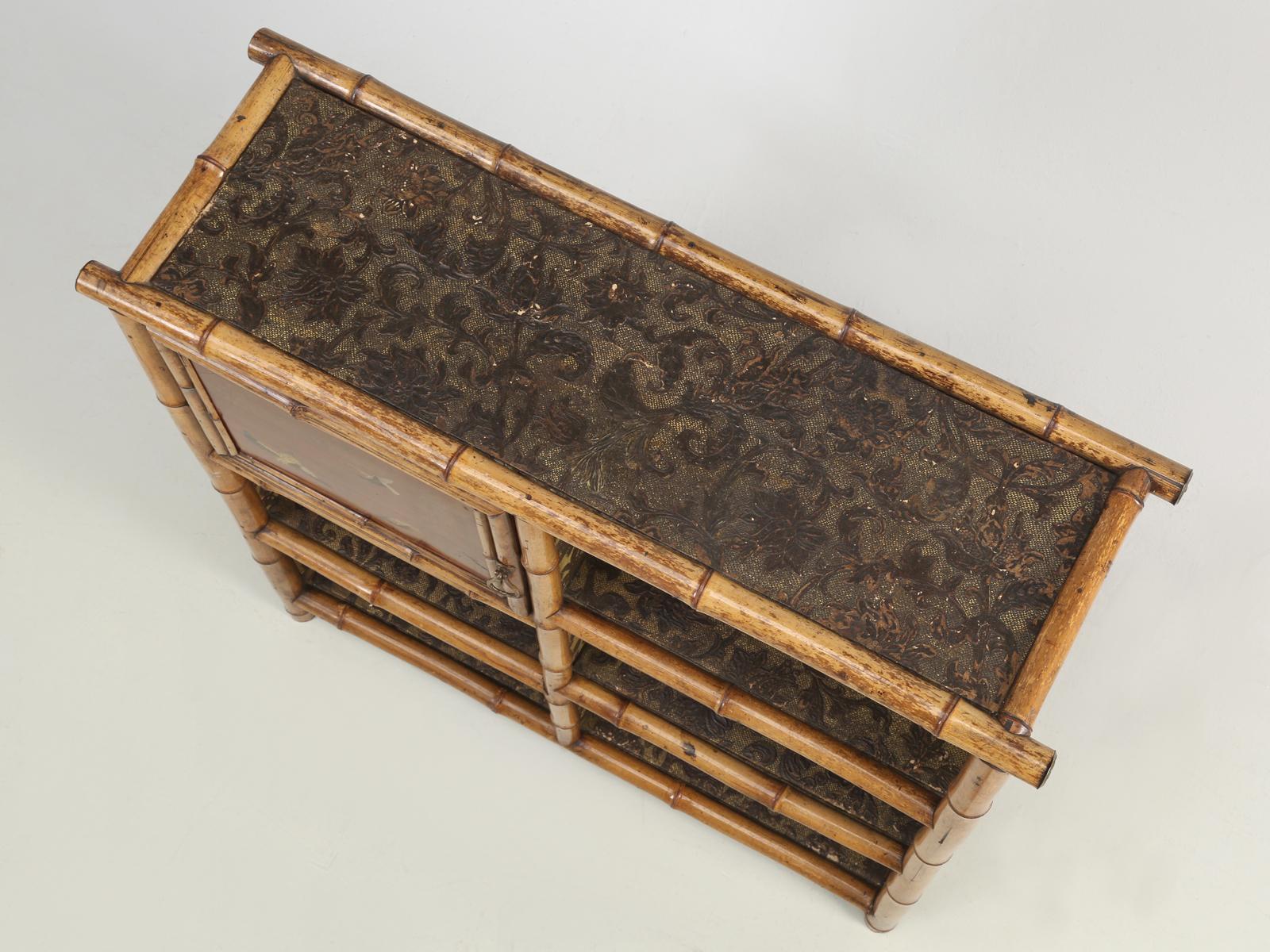 Antiker englischer Bambus-Schrank oder Bücherregal 6