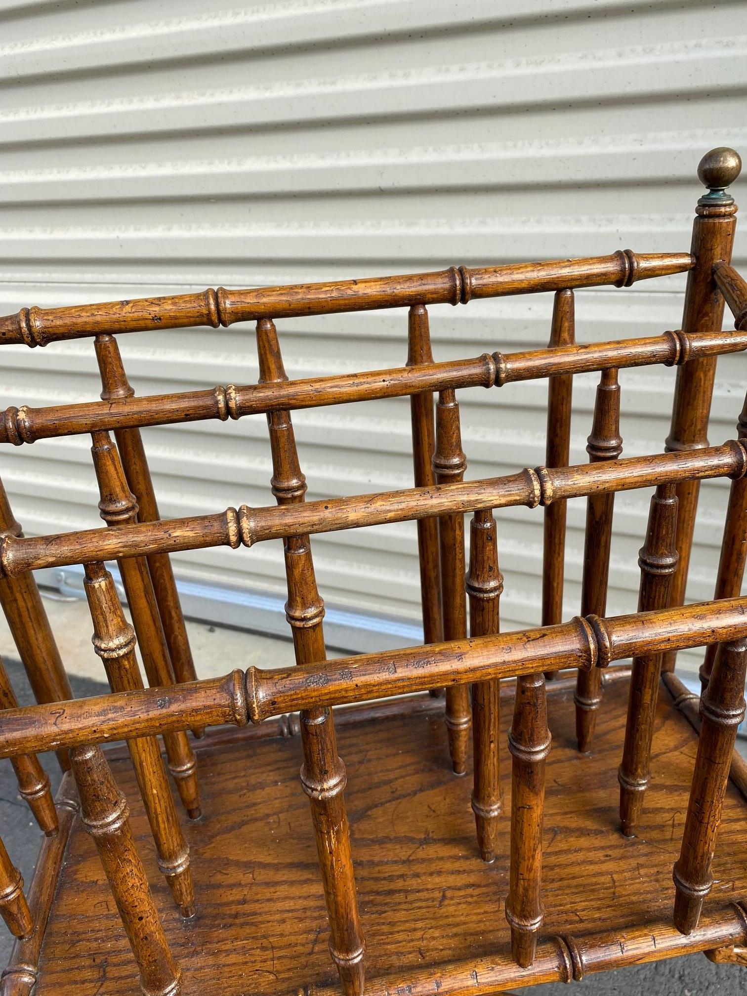 Antique English Bamboo Canterbury Magazine Rack Stand In Good Condition In Spring Valley, CA