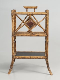 Antique English Bamboo Canterbury Stand or Bamboo Magazine Holder