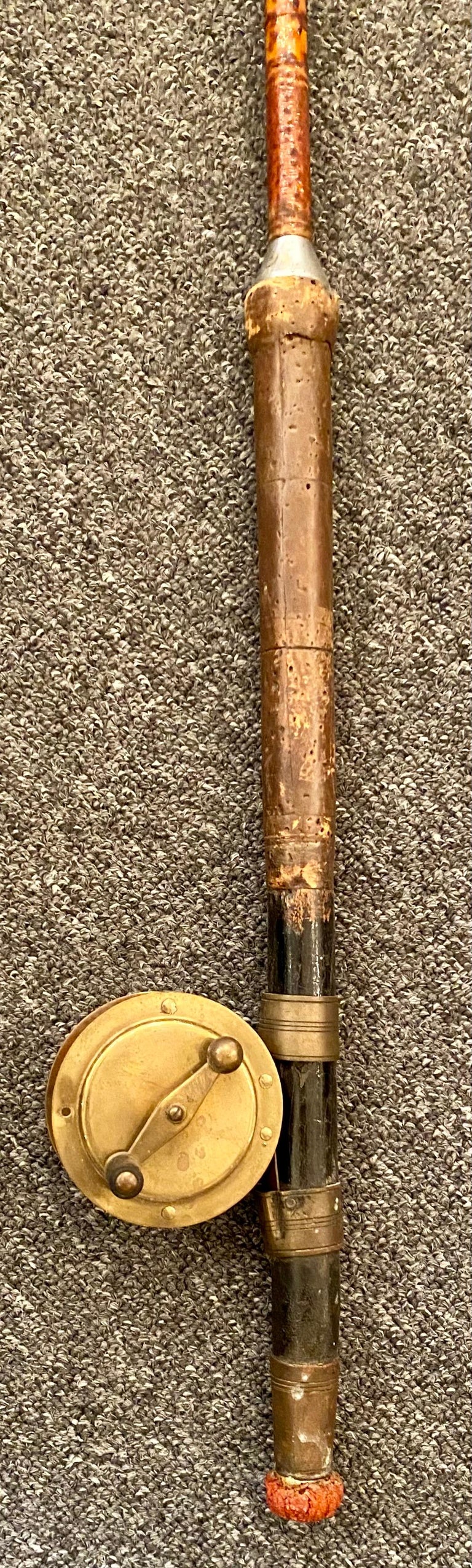 Antique English Bamboo Fly Fishing Rod with Reel, Circa 1920's at