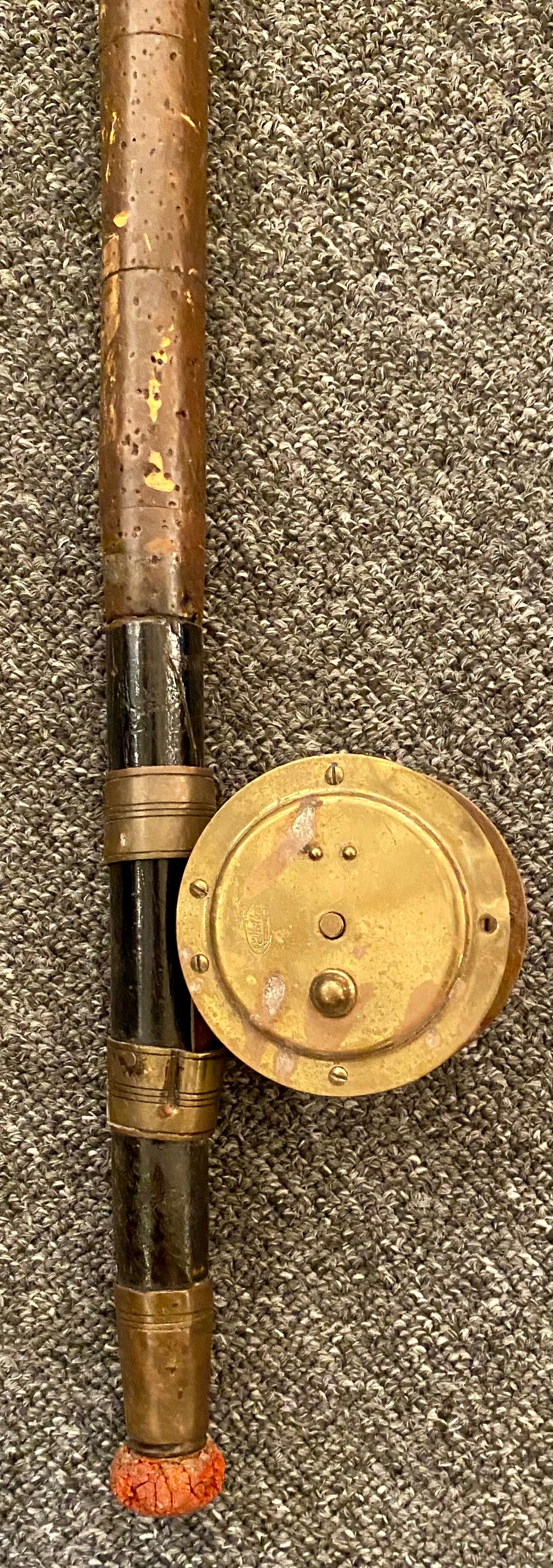 Antique English Bamboo Fly Fishing Rod with Reel, Circa 1920's In Good Condition In New Orleans, LA