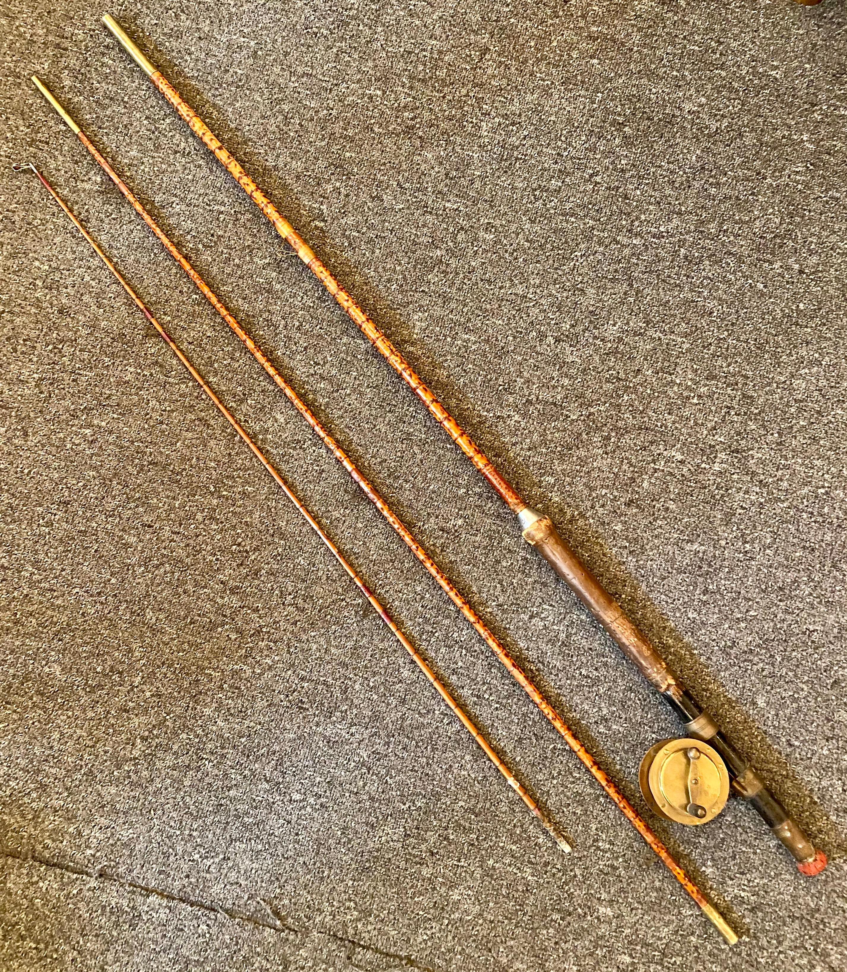 Antique English Bamboo Fly Fishing Rod with Reel, Circa 1920's 1