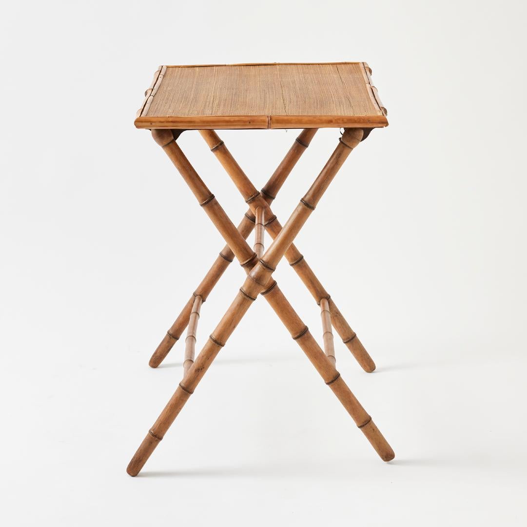 Regency Antique English Bamboo Folding Side Table in vendita