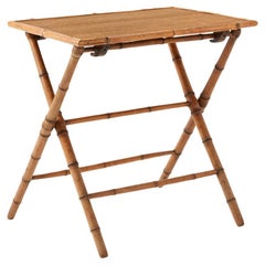 Antique English Bamboo Folding Side Table